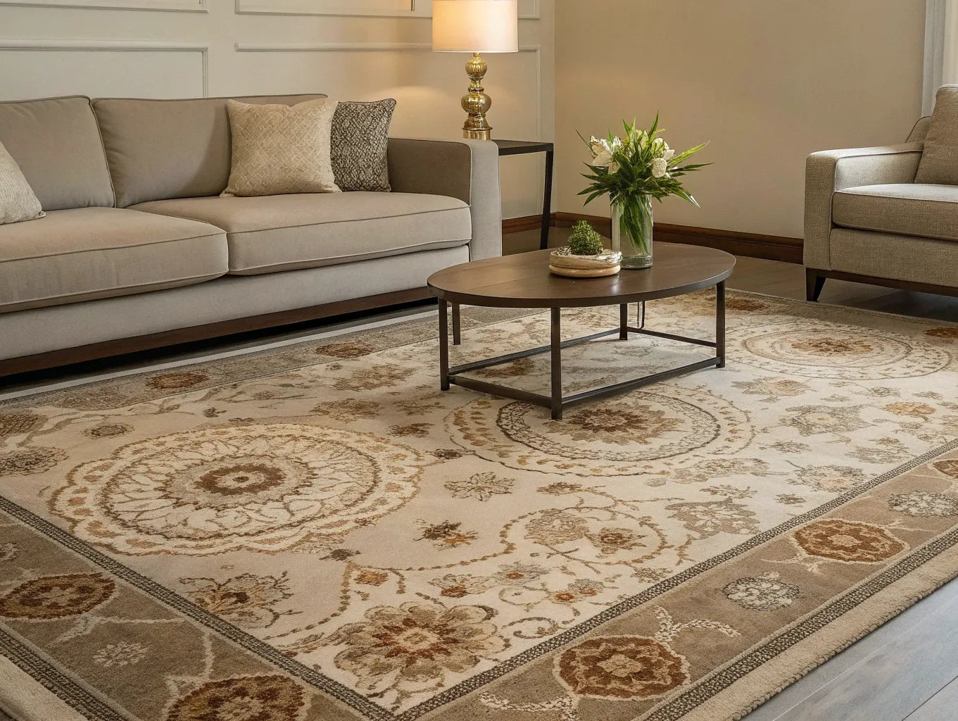 5x7 rug in living room.