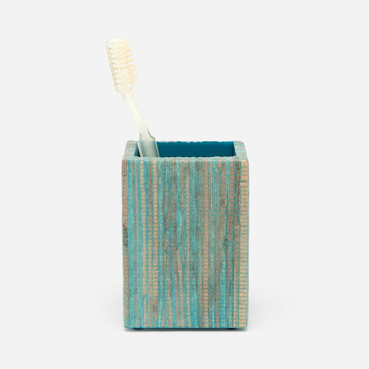 Pigeon and Poodle PP000298 Bali Brush Holder in Aqua Water Hyacinth