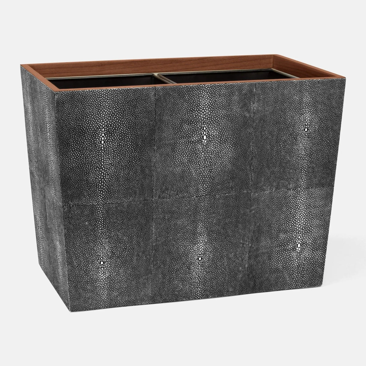 Pigeon and Poodle PP000964 Manchester Double Wastebasket in Cool Gray Realistic Faux Shagreen