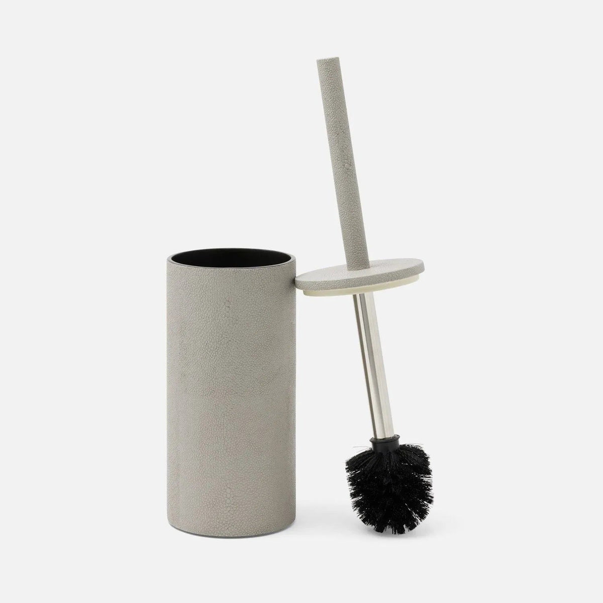 Pigeon and Poodle PP007129 Manchester Toilet Brush Holder in Ash Gray Realistic Faux Shagreen