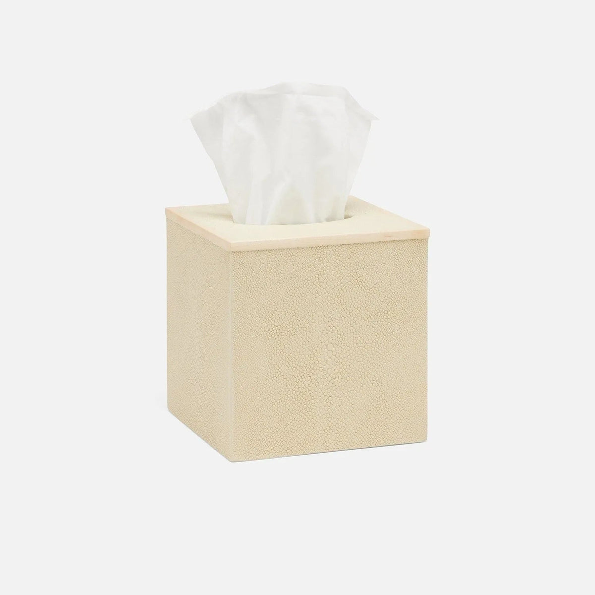 Pigeon and Poodle PP000975 Manchester Tissue Box in Ivory Realistic Faux Shagreen