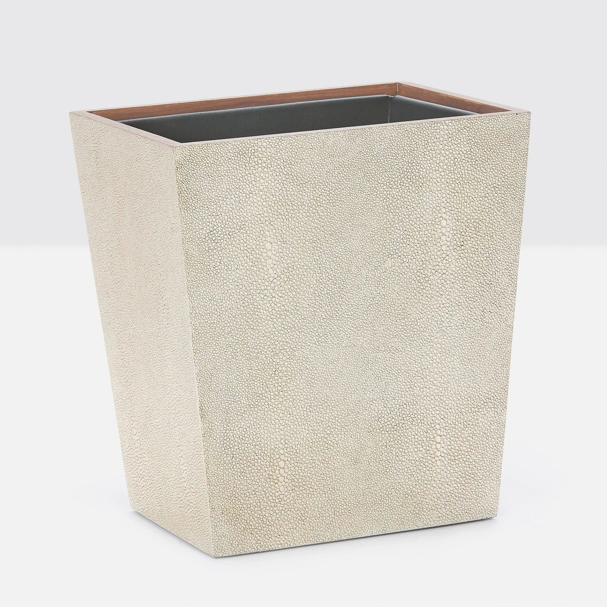 Pigeon and Poodle PP001067 Manchester Wastebasket (Rectangular) in Warm Silver Realistic Faux Shagreen