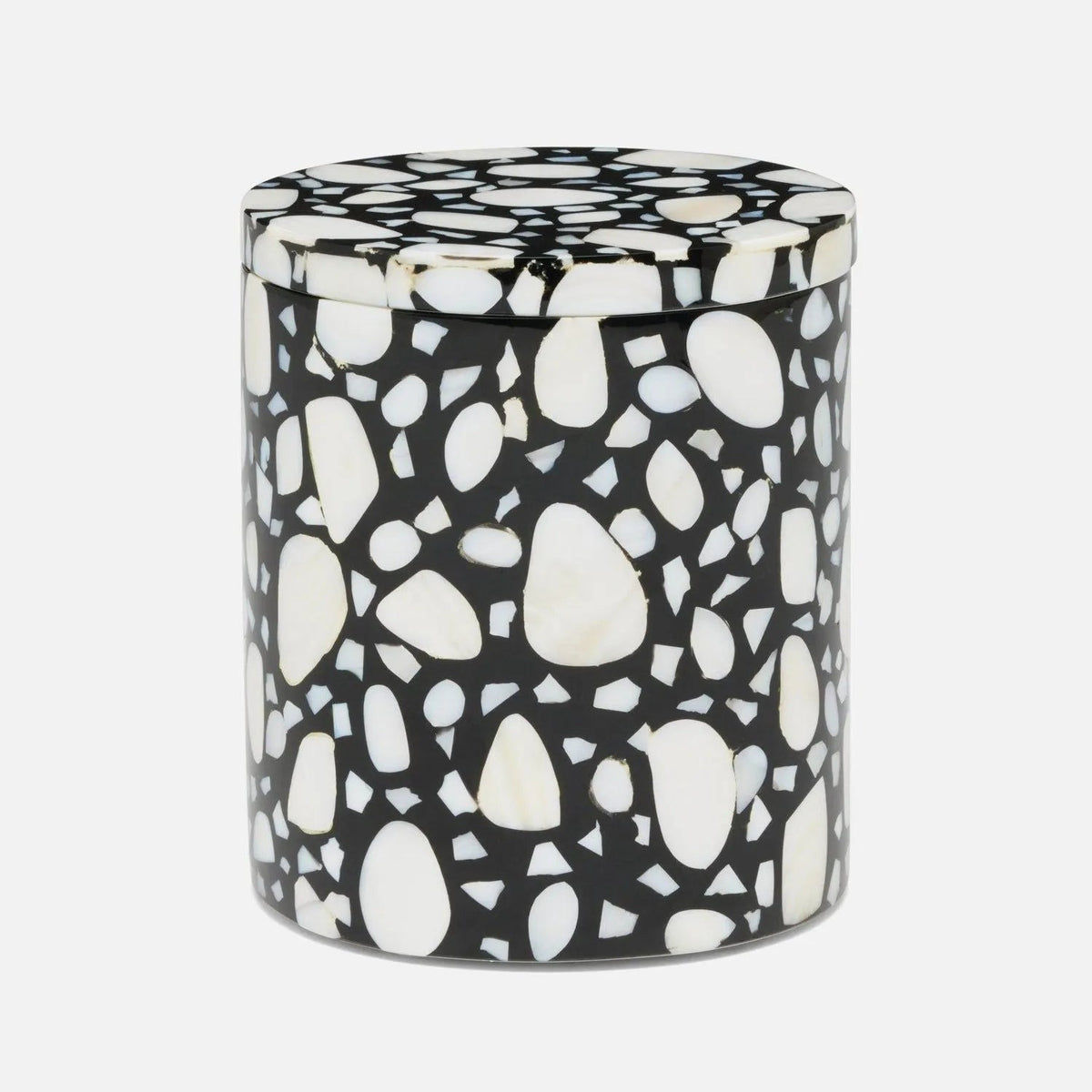 Pigeon and Poodle PP007070 Remini Bath Canister in Black Resin/White Shell