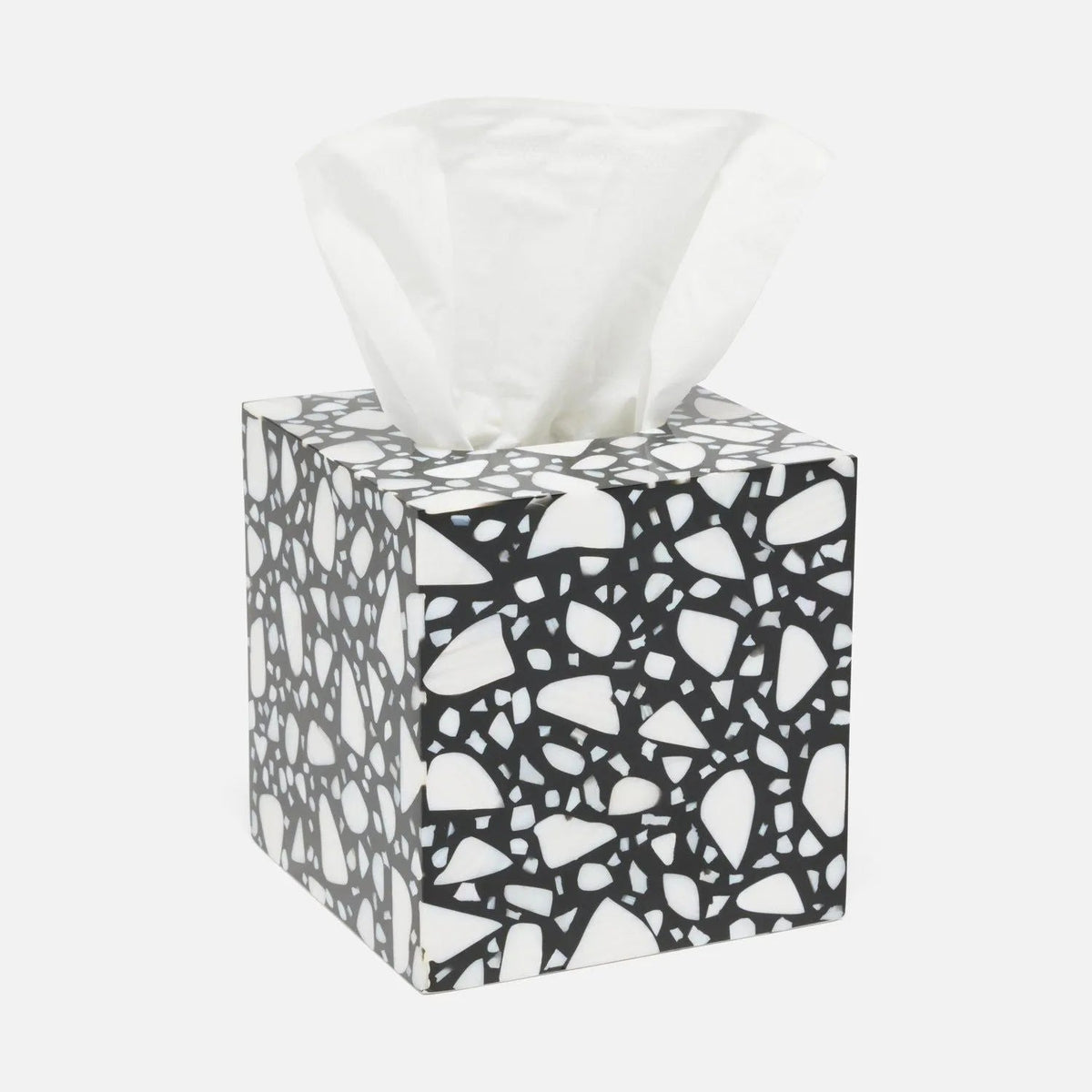 Pigeon and Poodle PP007073 Remini Tissue Box in Black Resin/White Shell