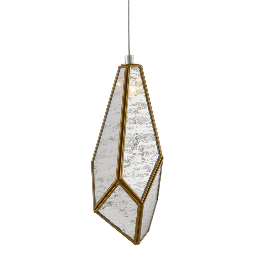 Currey and Company 9000-0702 Glace Pendant in Raj Mirror/Antique Brass/Silver