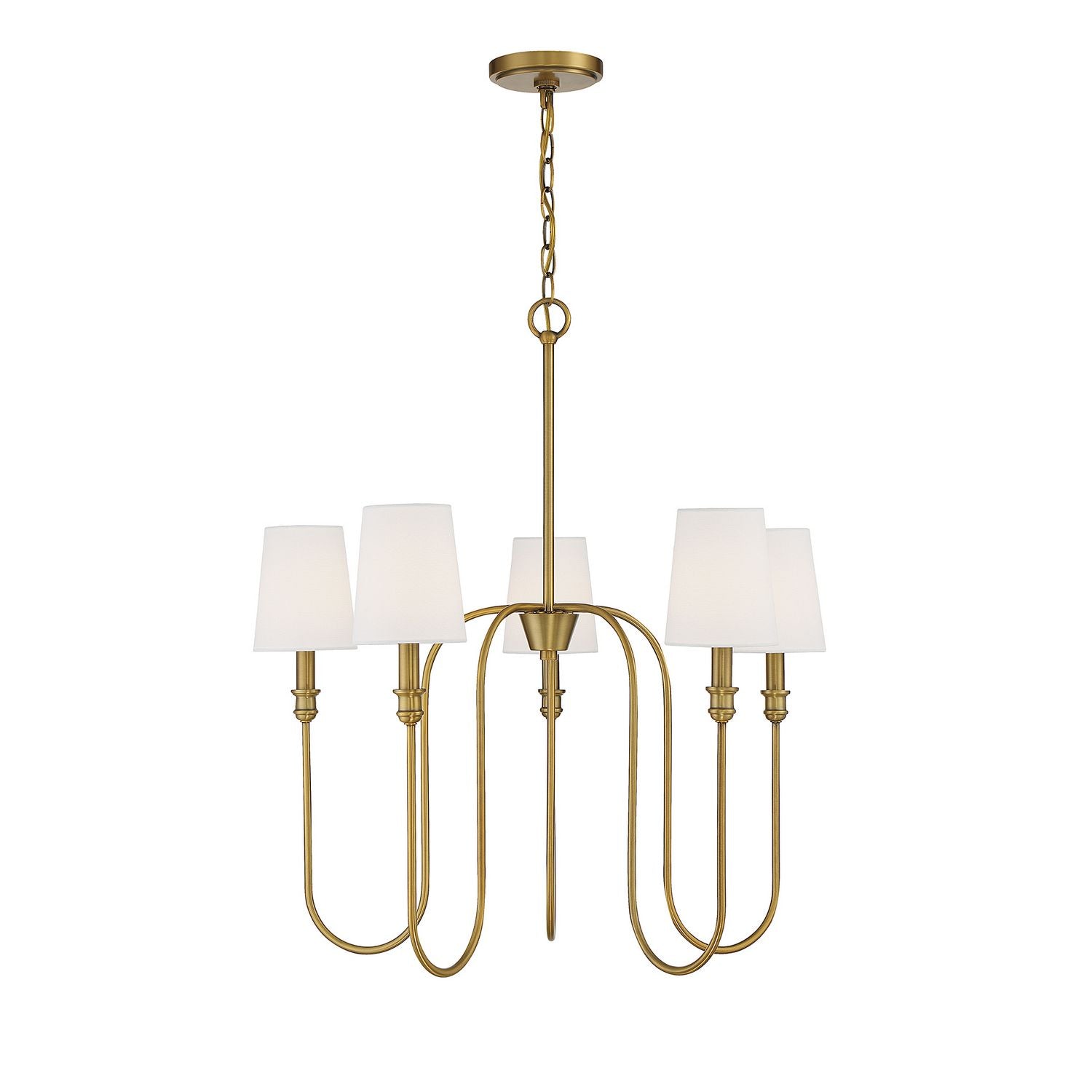 Meridian M10077NB Five Light Chandelier in Natural Brass