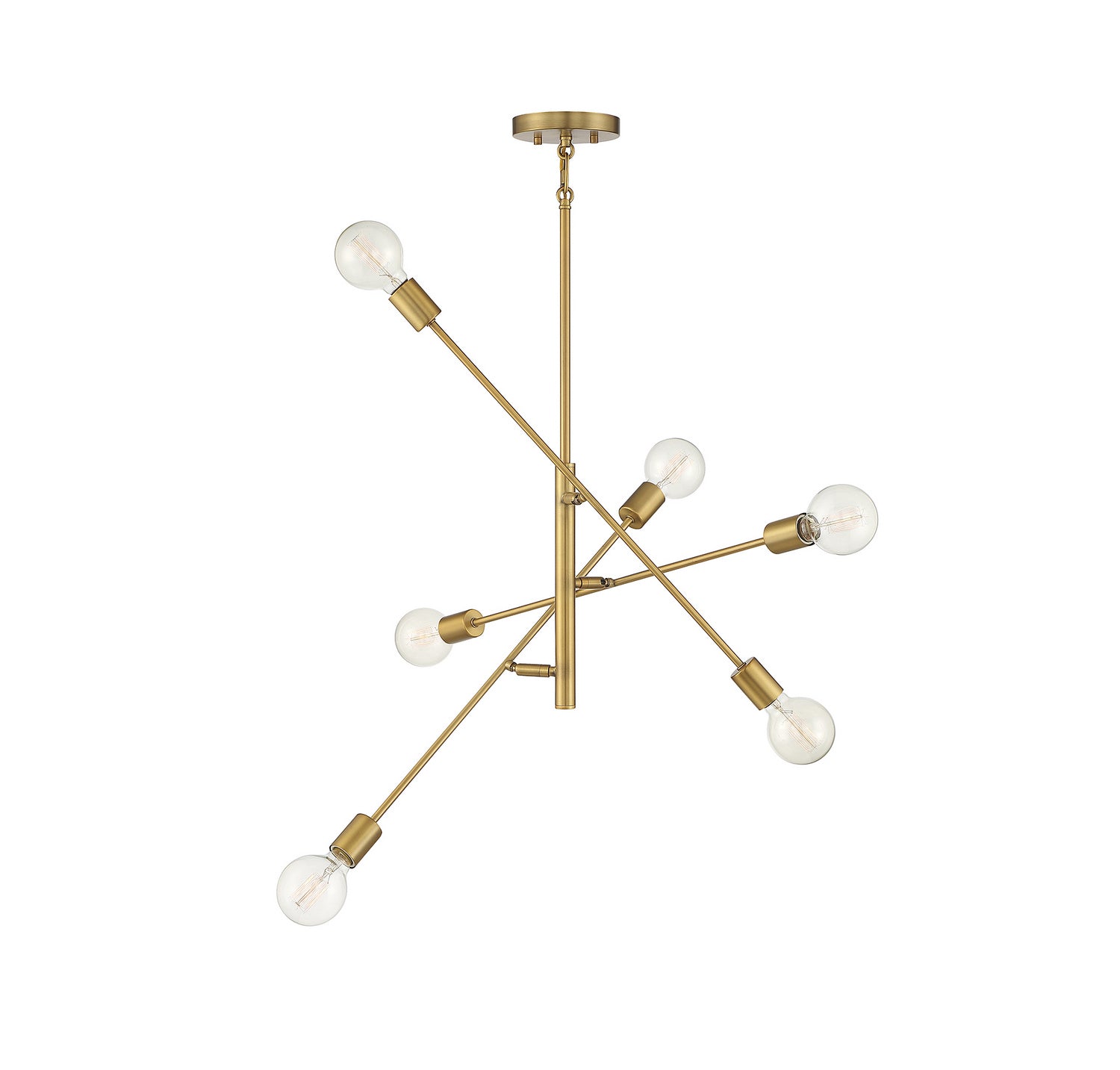 Meridian M10084NB Six Light Chandelier in Natural Brass