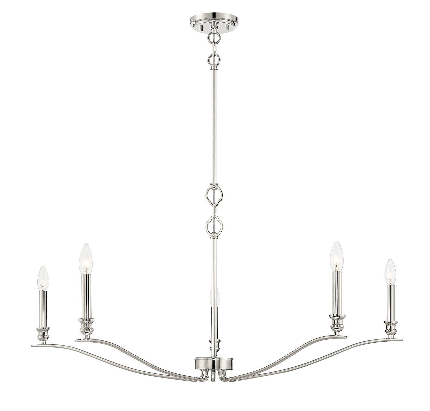 Meridian M10086PN Five Light Chandelier in Polished Nickel
