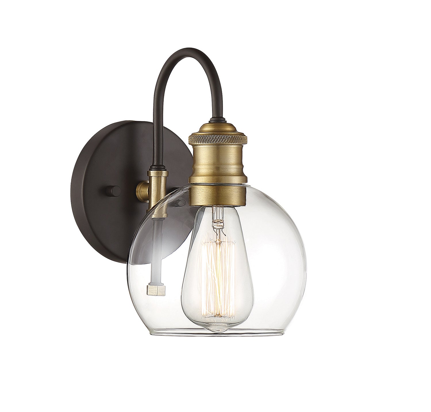 Meridian M50040ORBNB One Light Outdoor Wall Sconce in Oil Rubbed Bronze with Natural Brass