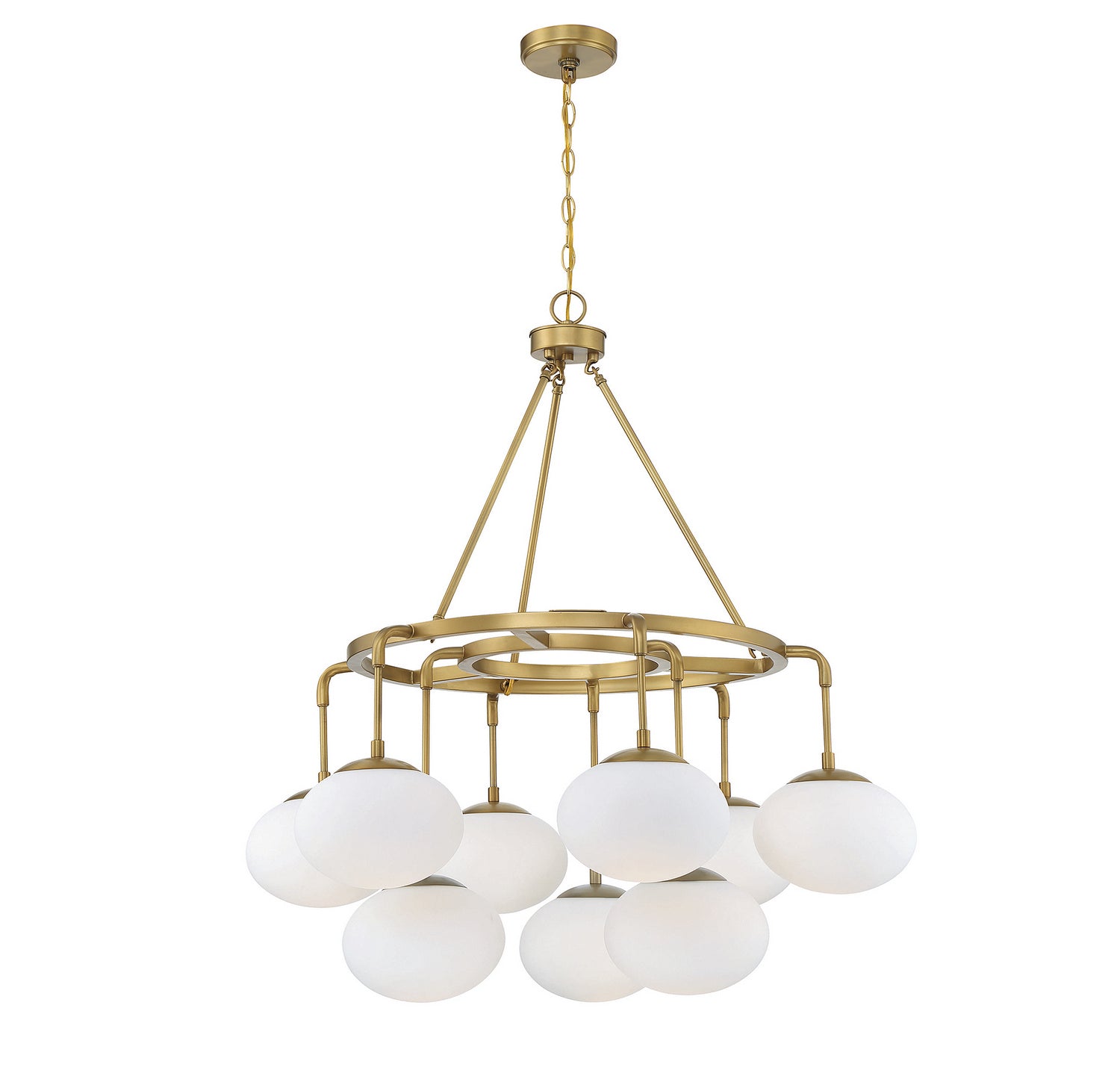 Meridian M10098NB Nine Light Chandelier in Natural Brass