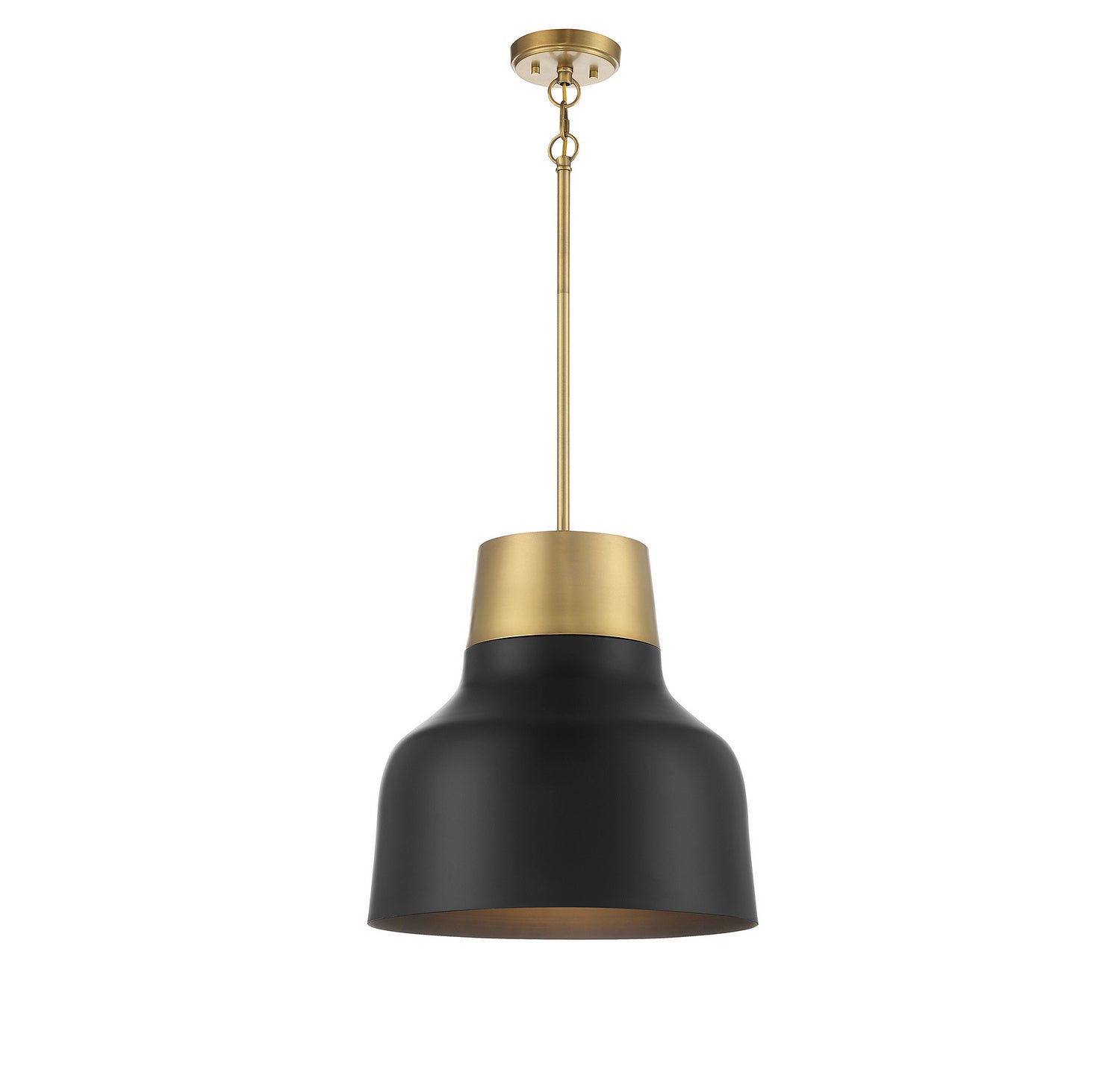 Meridian M70115MBKNB One Light Pendant in Matte Black with Natural Brass