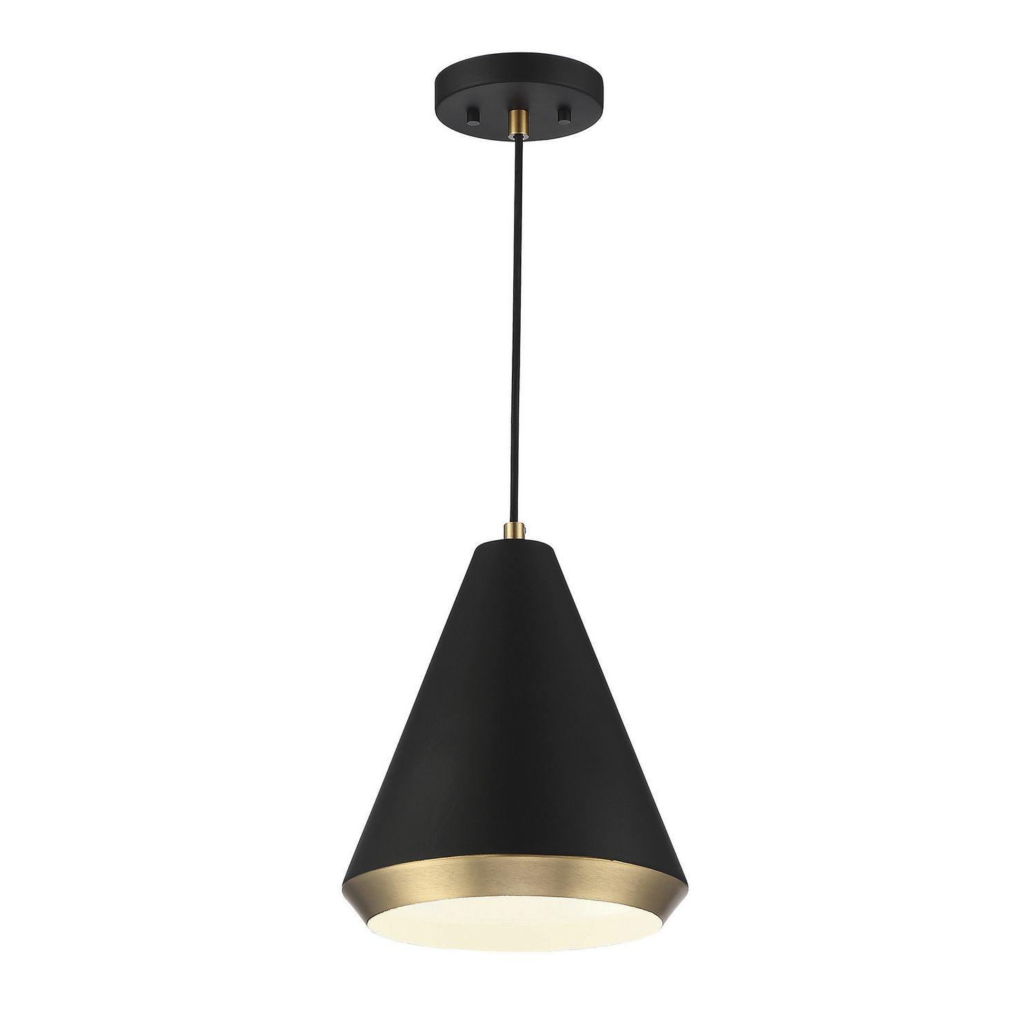 Meridian M70122MBKNB One Light Pendant in Matte Black with Natural Brass