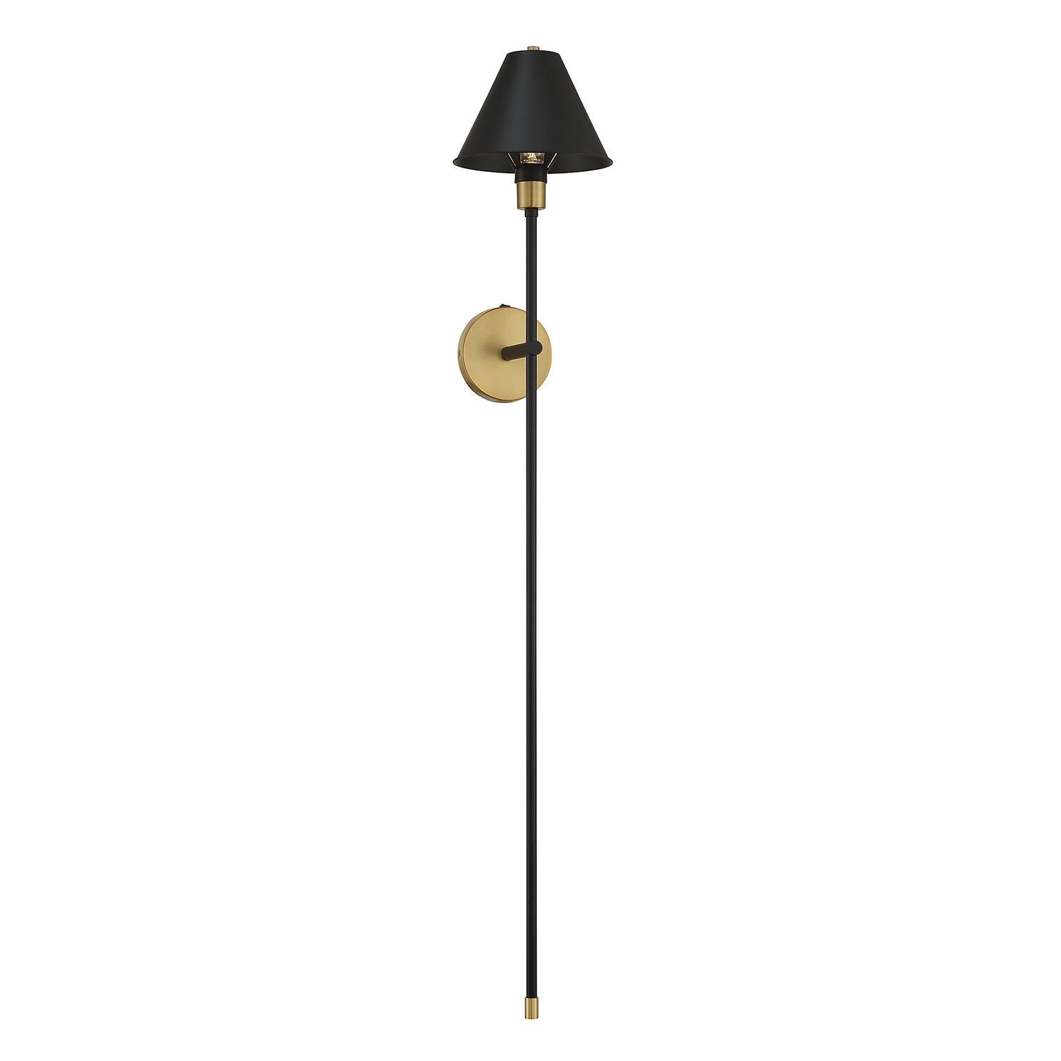 Meridian M90070BNB One Light Wall Sconce in Black with Natural Brass Accents