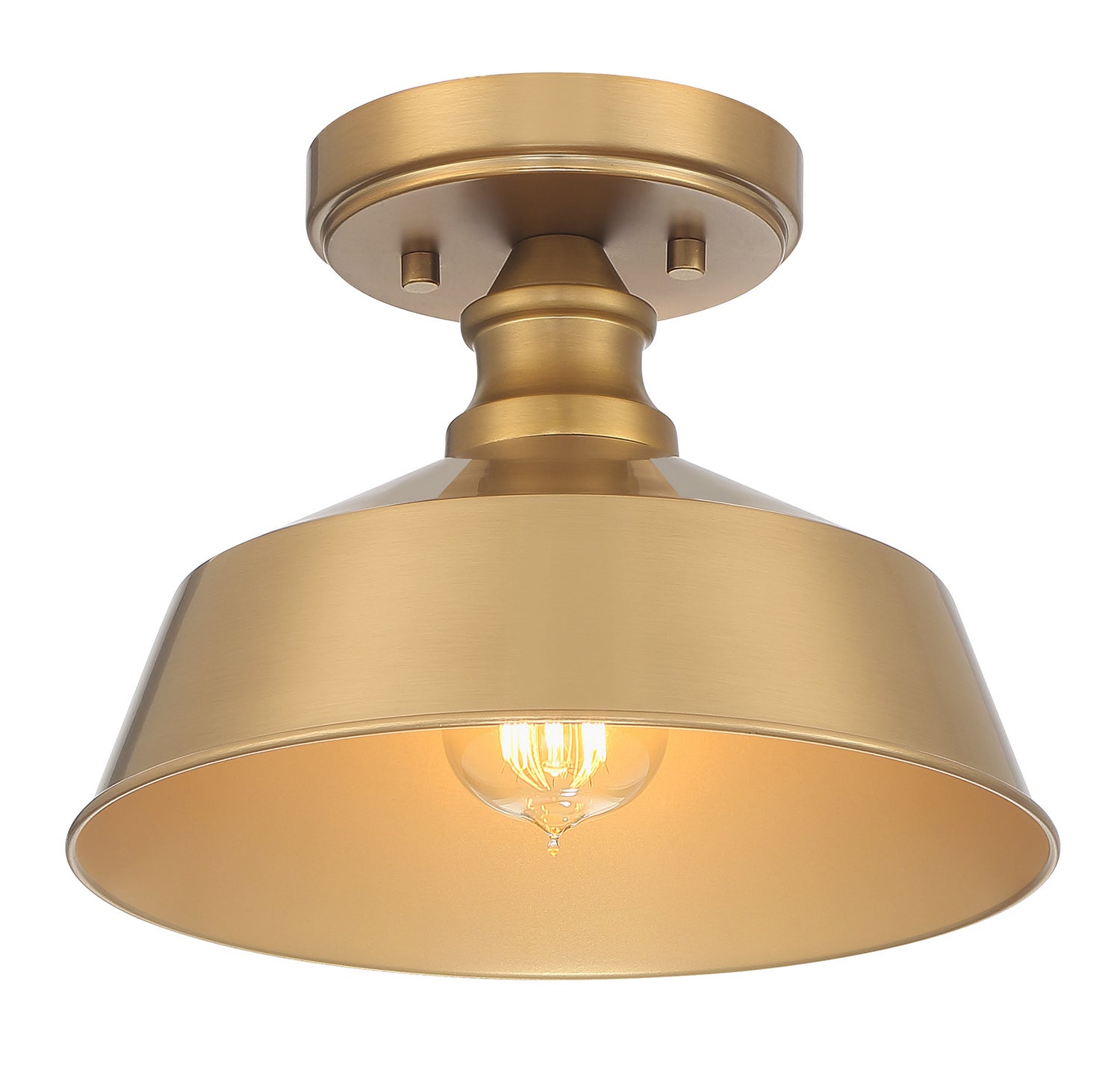 Meridian M60068NB One Light Semi-Flush Mount in Natural Brass