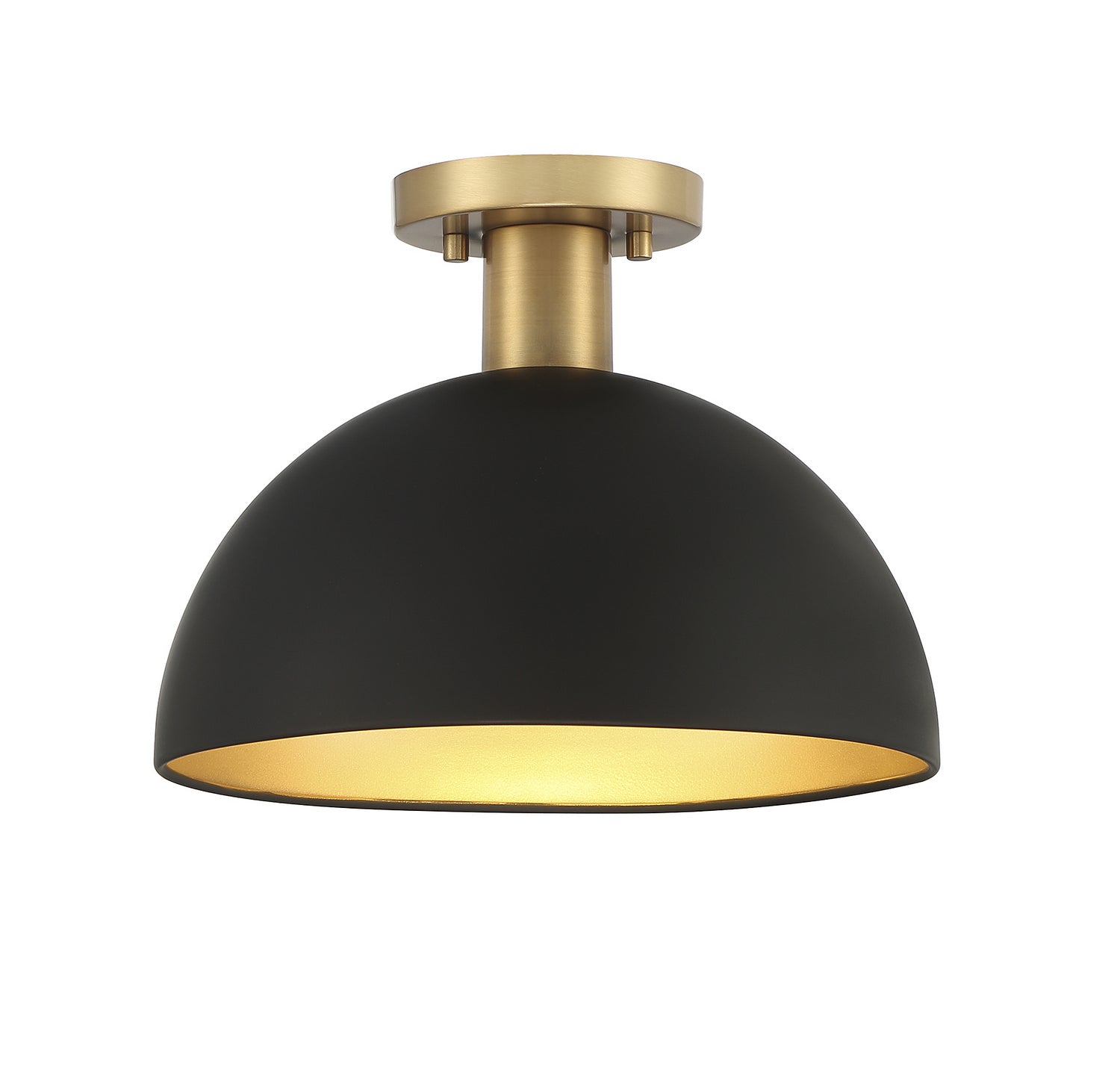 Meridian M60071MBKNB One Light Semi-Flush Mount in Matte Black with Natural Brass