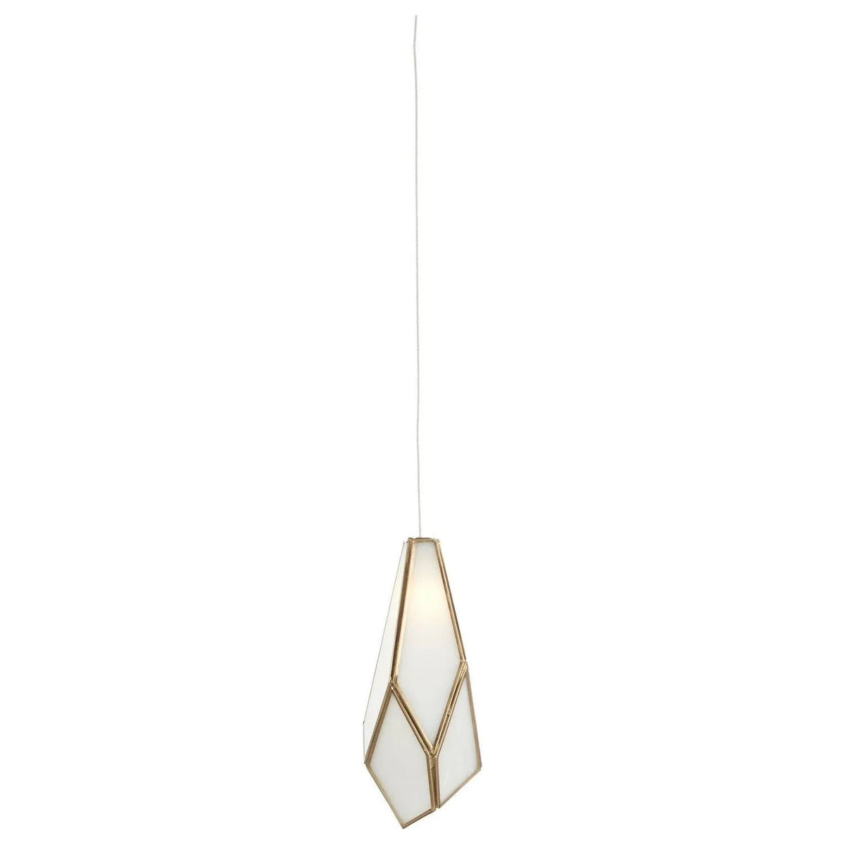 Currey and Company - 9000-1033 - One Light Pendant - Glace Collection - White/Antique Brass