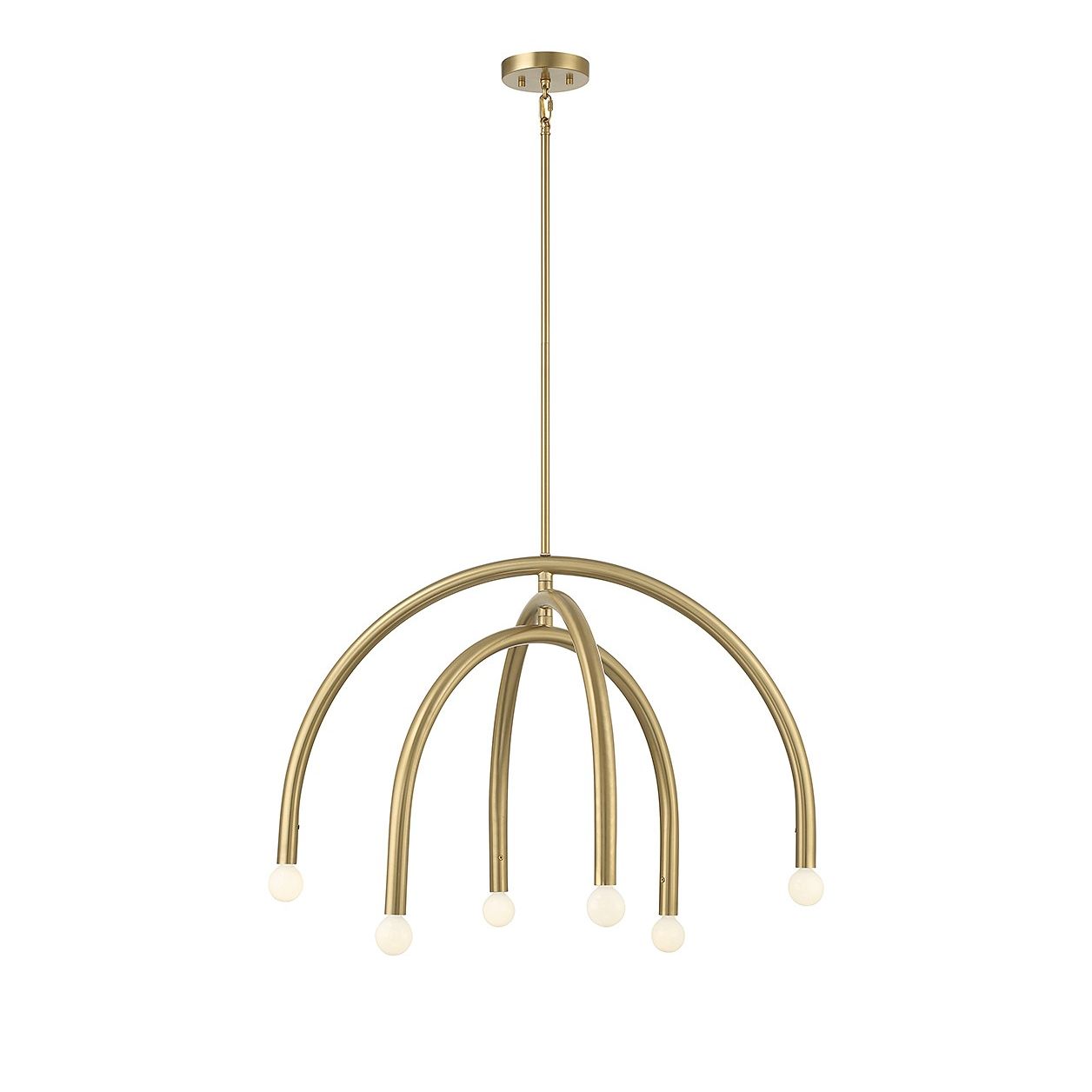 Meridian M100115NB Six Light Chandelier in Natural Brass