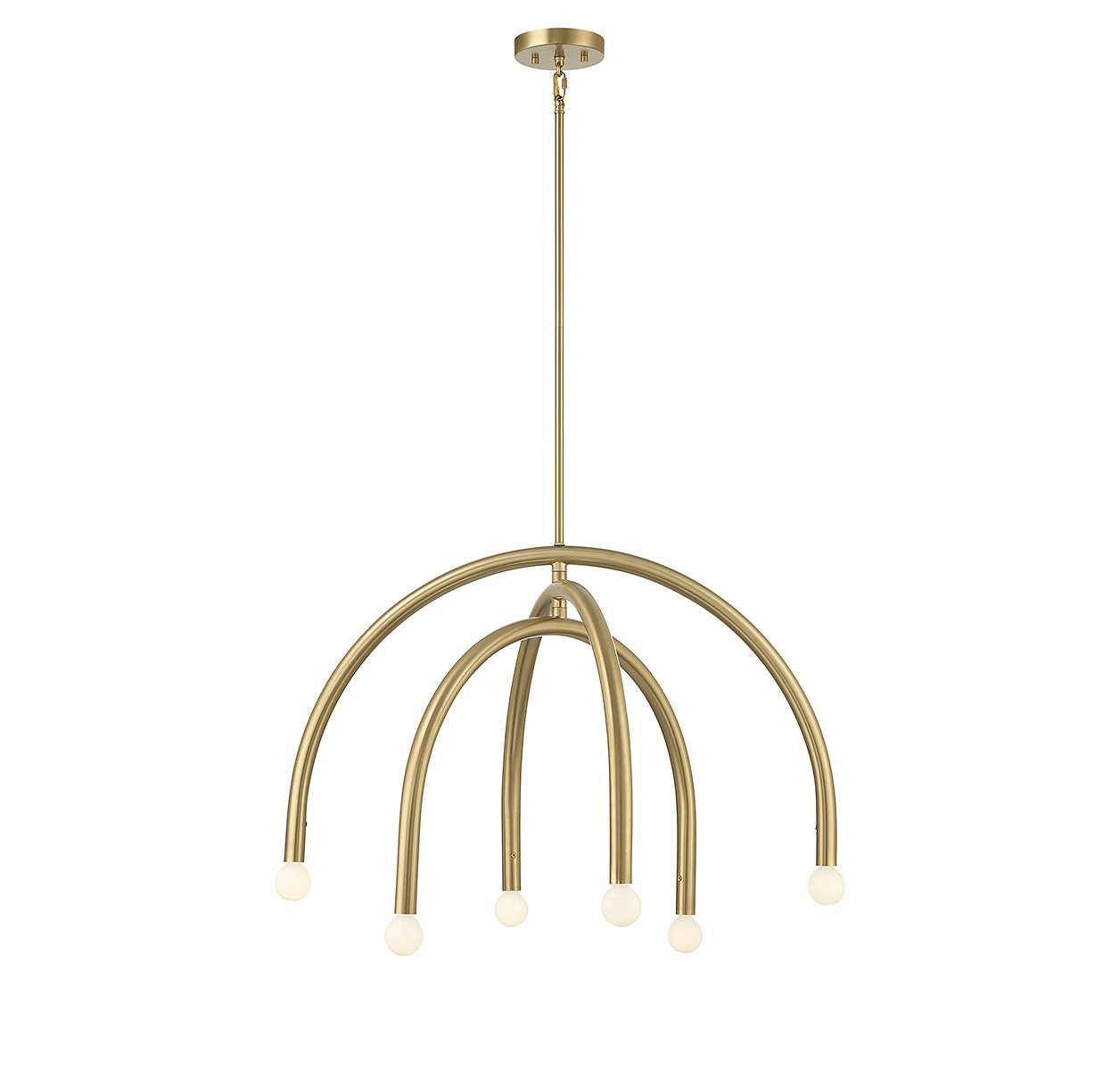 Meridian M100115NB Six Light Chandelier in Natural Brass