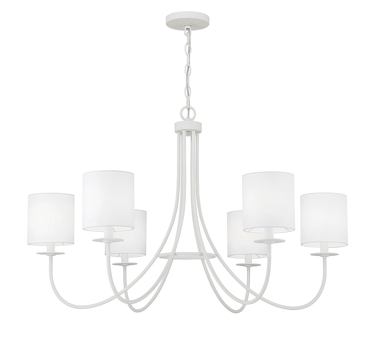 Meridian M100117BQW Six Light Chandelier in Bisque White