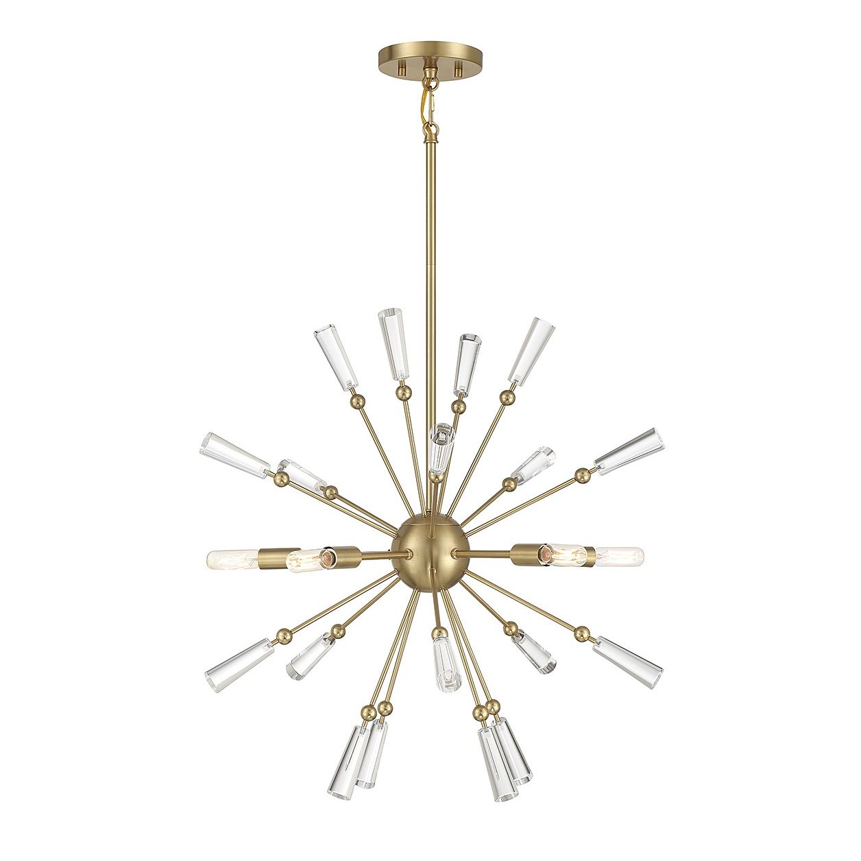 Meridian M7028NB Five Light Pendant in Natural Brass