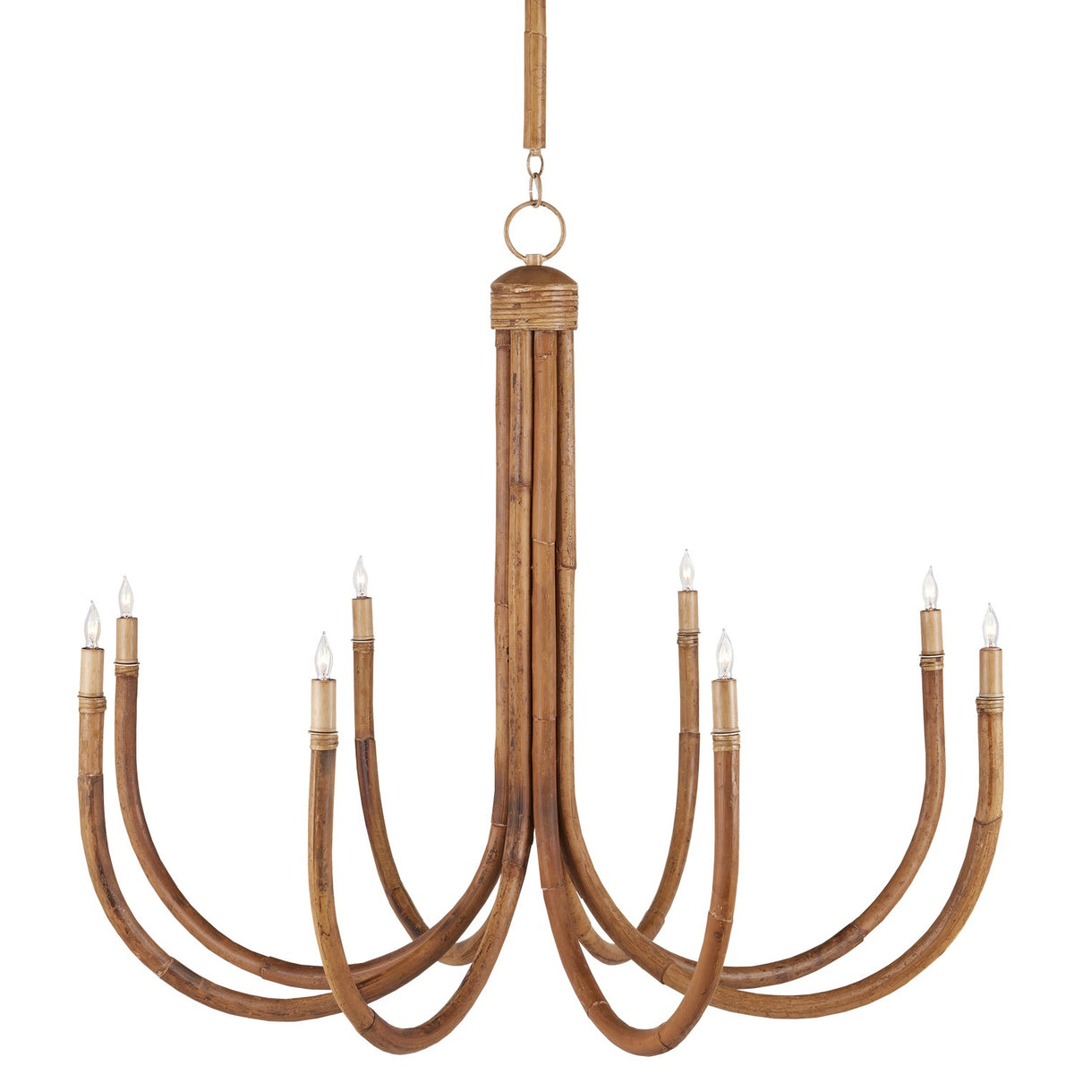 Currey and Company 9000-1085 Samsara Chandelier in Natural/Saddle Tan