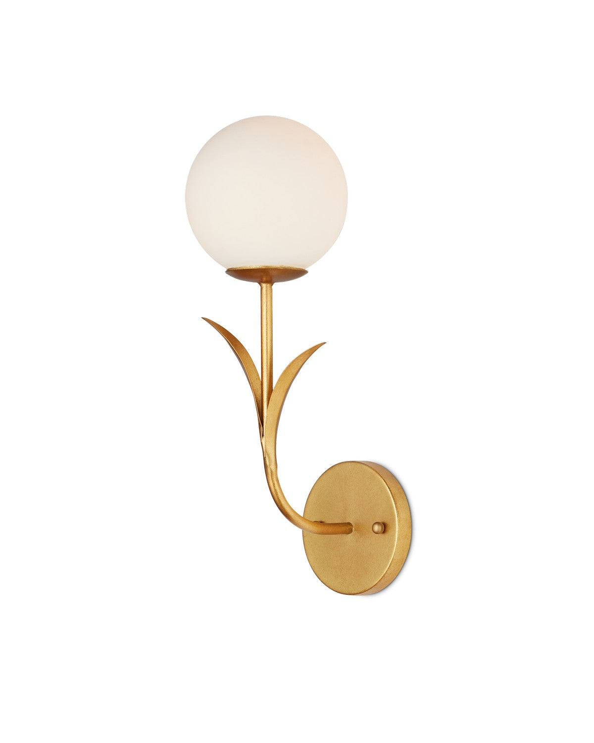 Currey and Company 5000-0249 Rossville Wall Sconce in Contemporary Gold Leaf/Frosted White