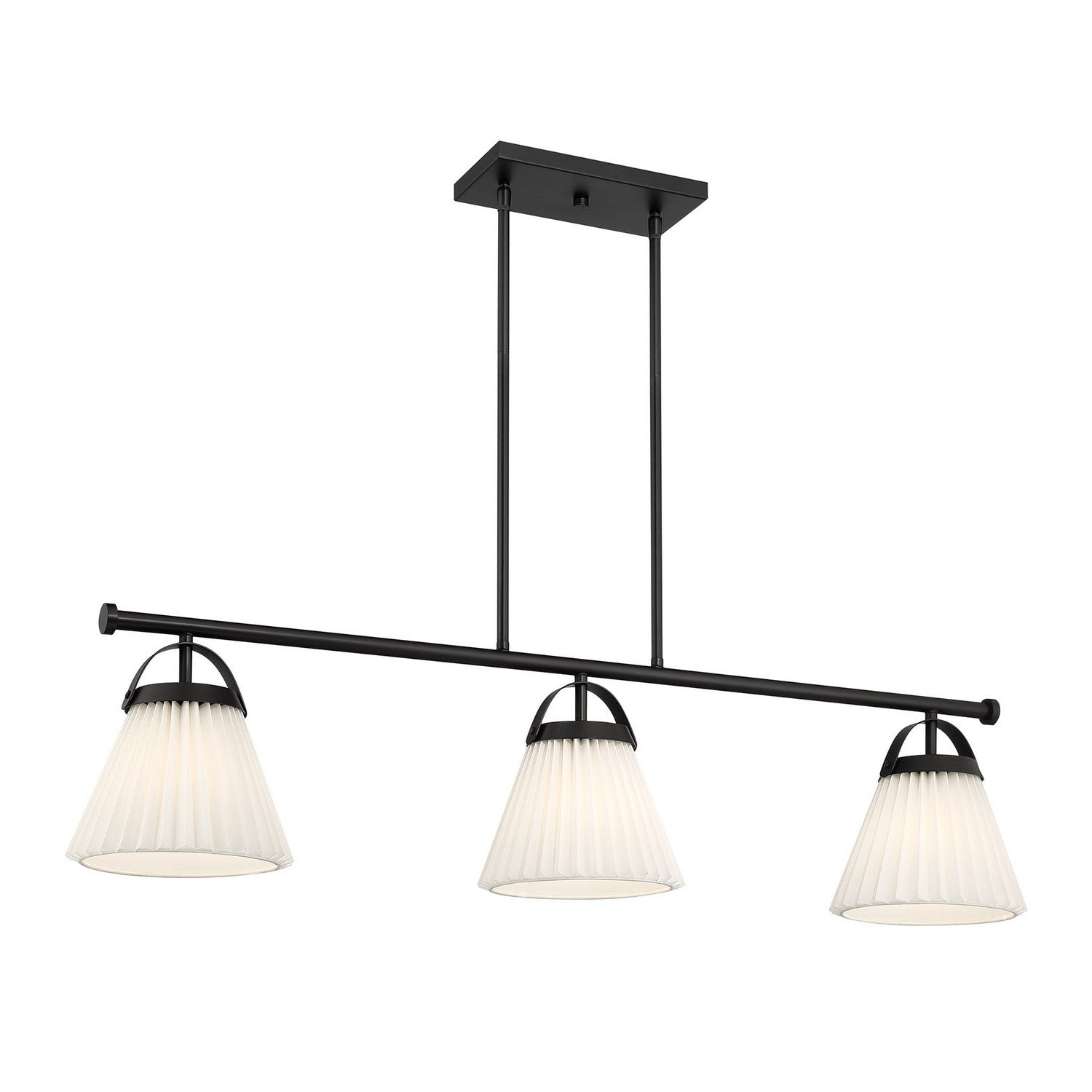 Meridian M100125MBK Three Light Linear Chandelier in Matte Black