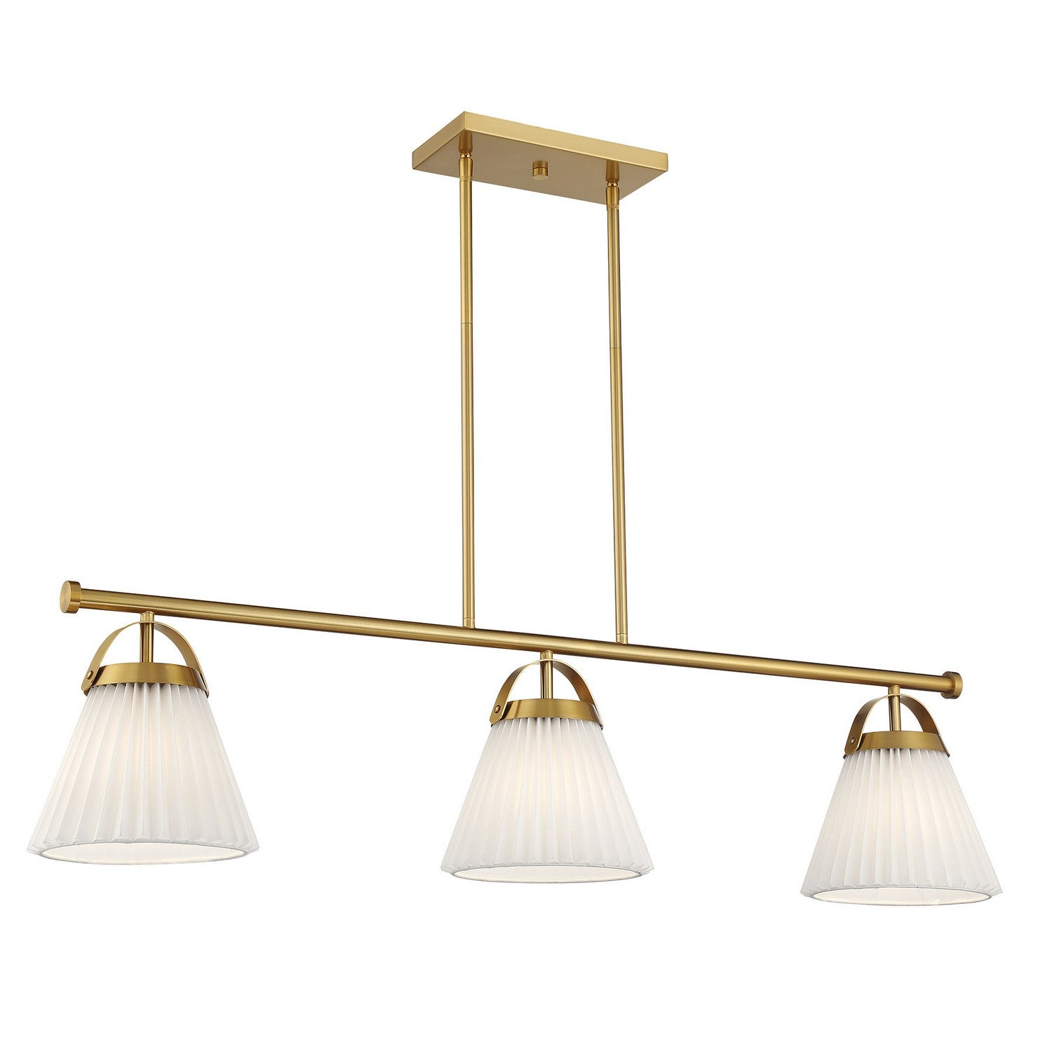 Meridian M100125NB Three Light Linear Chandelier in Natural Brass