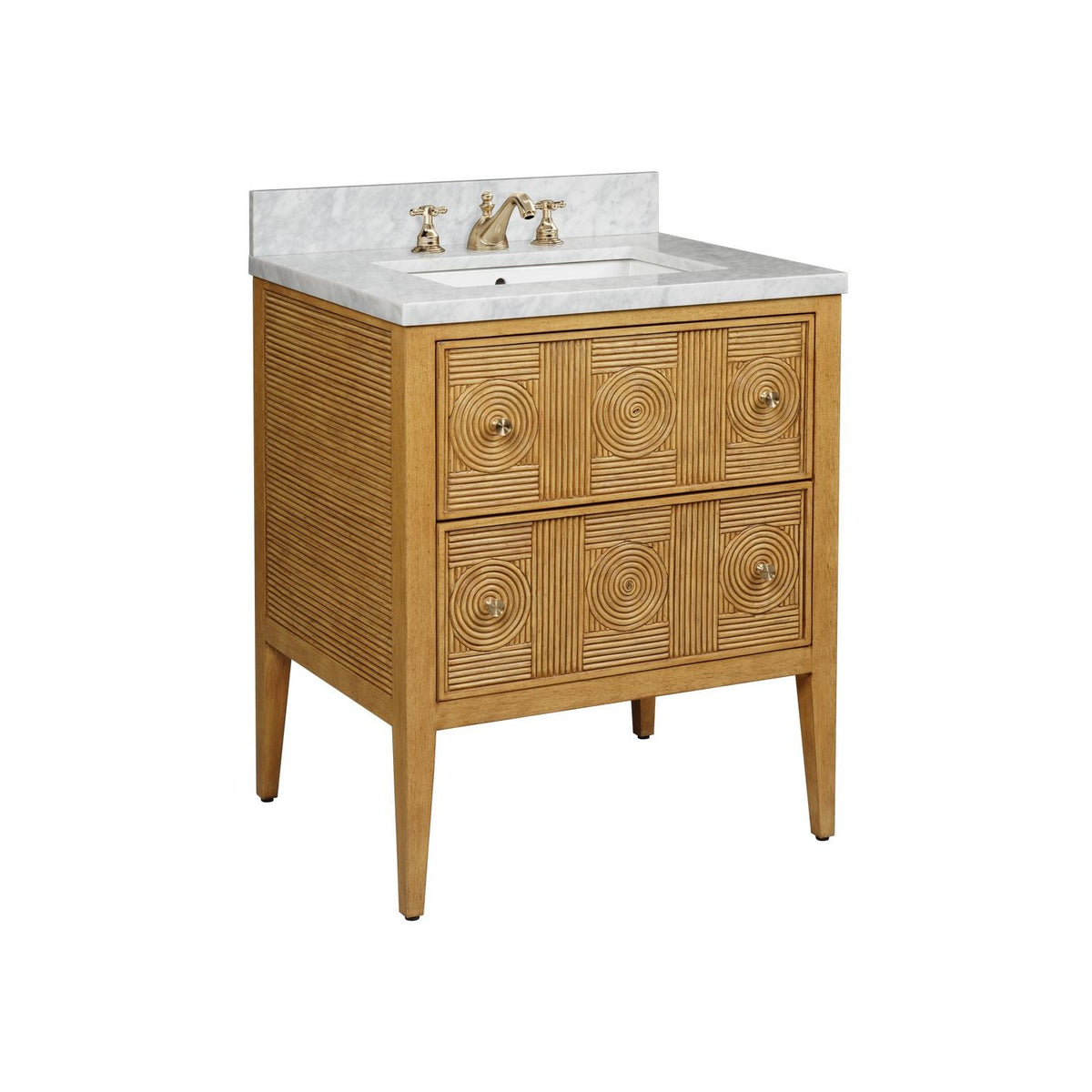 Currey and Company 3800-0010 Santos 28" Sea Sand Vanity with Rectangular Undermount Sink in Sea Sand/Natural/White/Brushed Brass/Polished Nickel