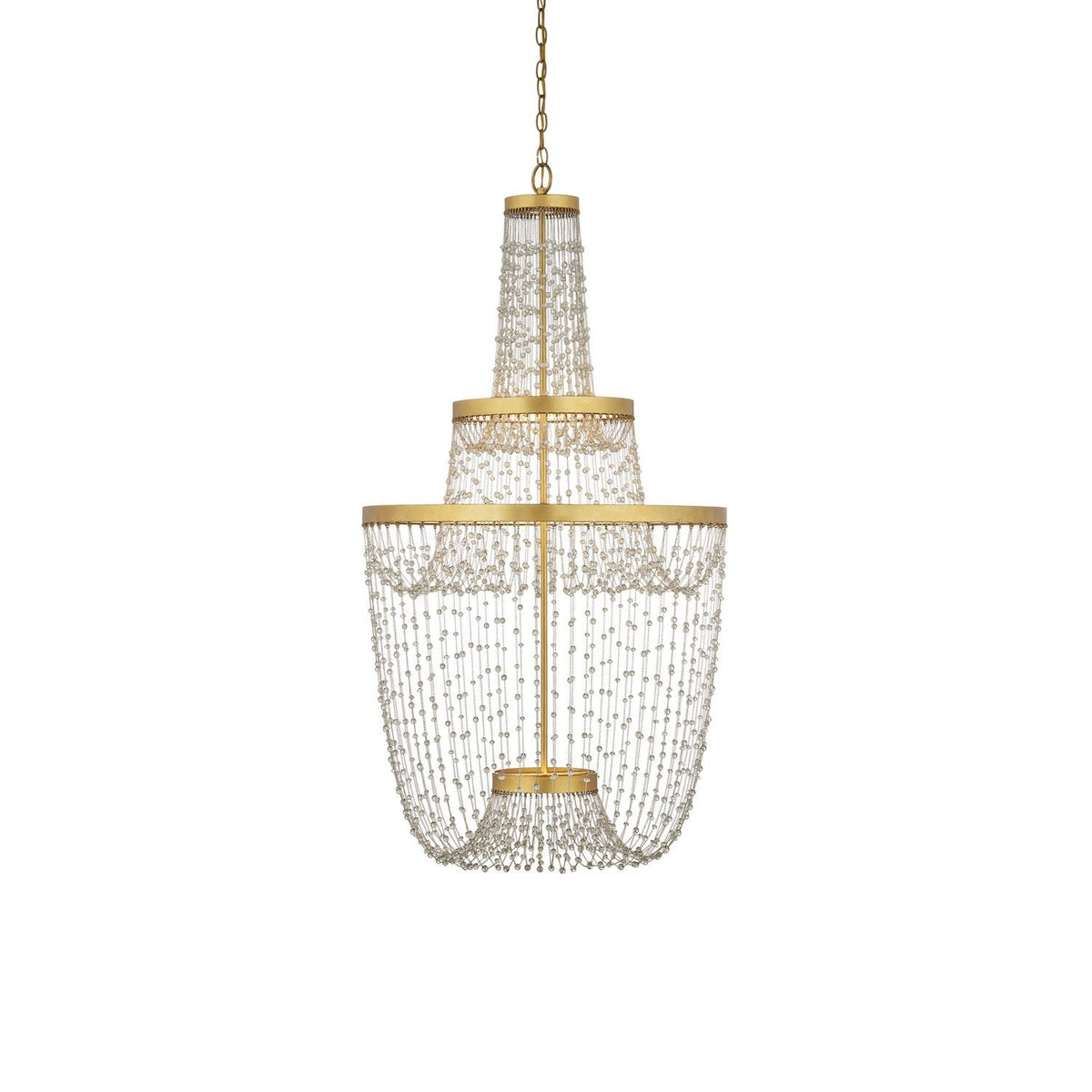Currey and Company 9000-1238 Mademoiselle LED Chandelier in Clear/Contemporary Gold Leaf/Contemporary Gold