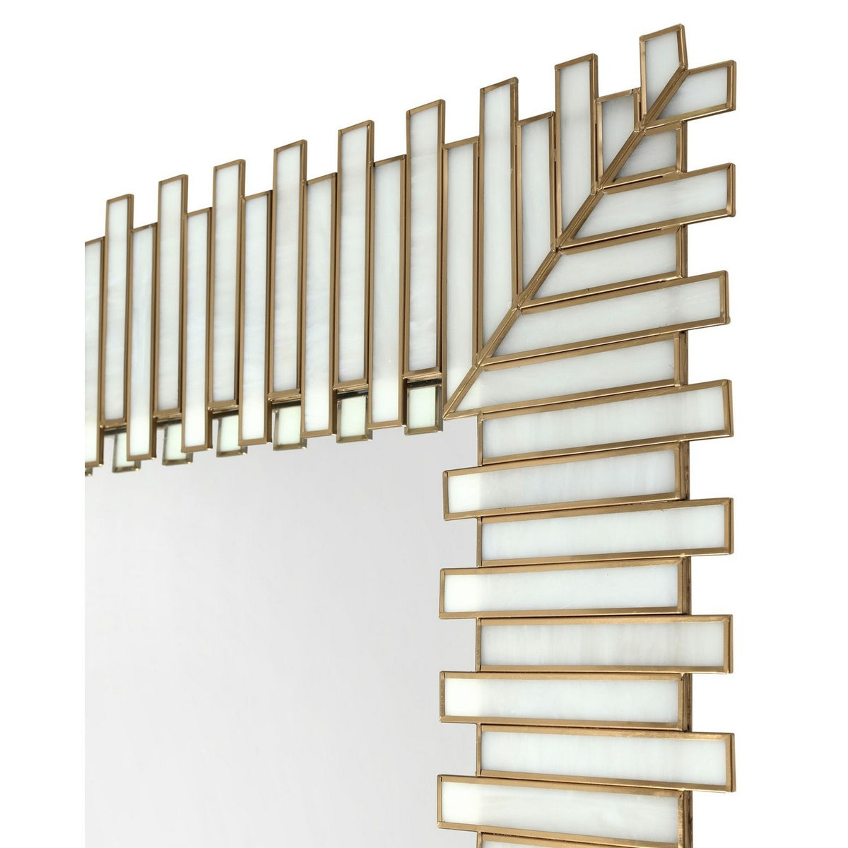 Currey and Company 1000-0171 Daze Rectangular Mirror in White/Antique Brass