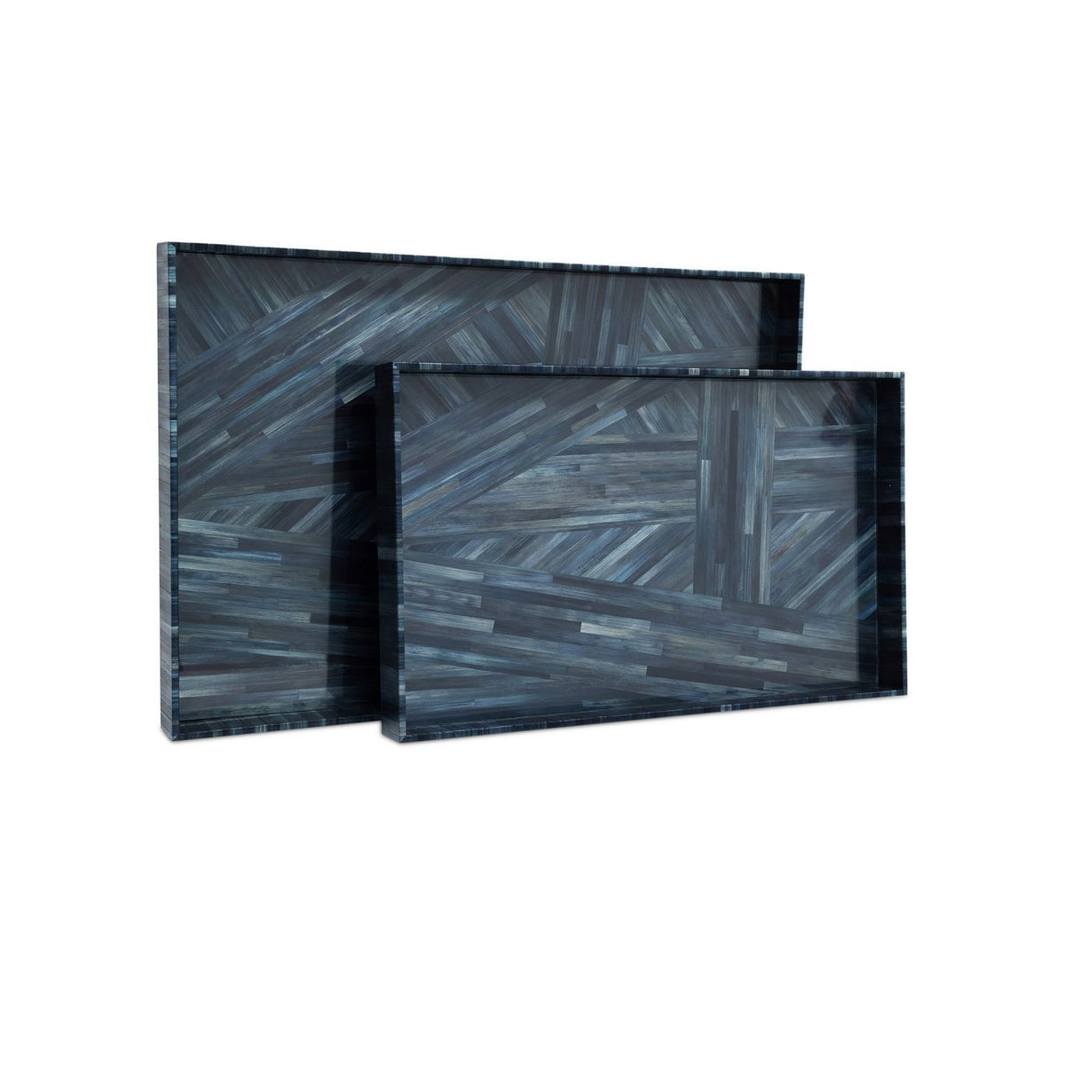 Currey and Company 1200-1068 Winter Harvest Tray Set of 2 in Blue