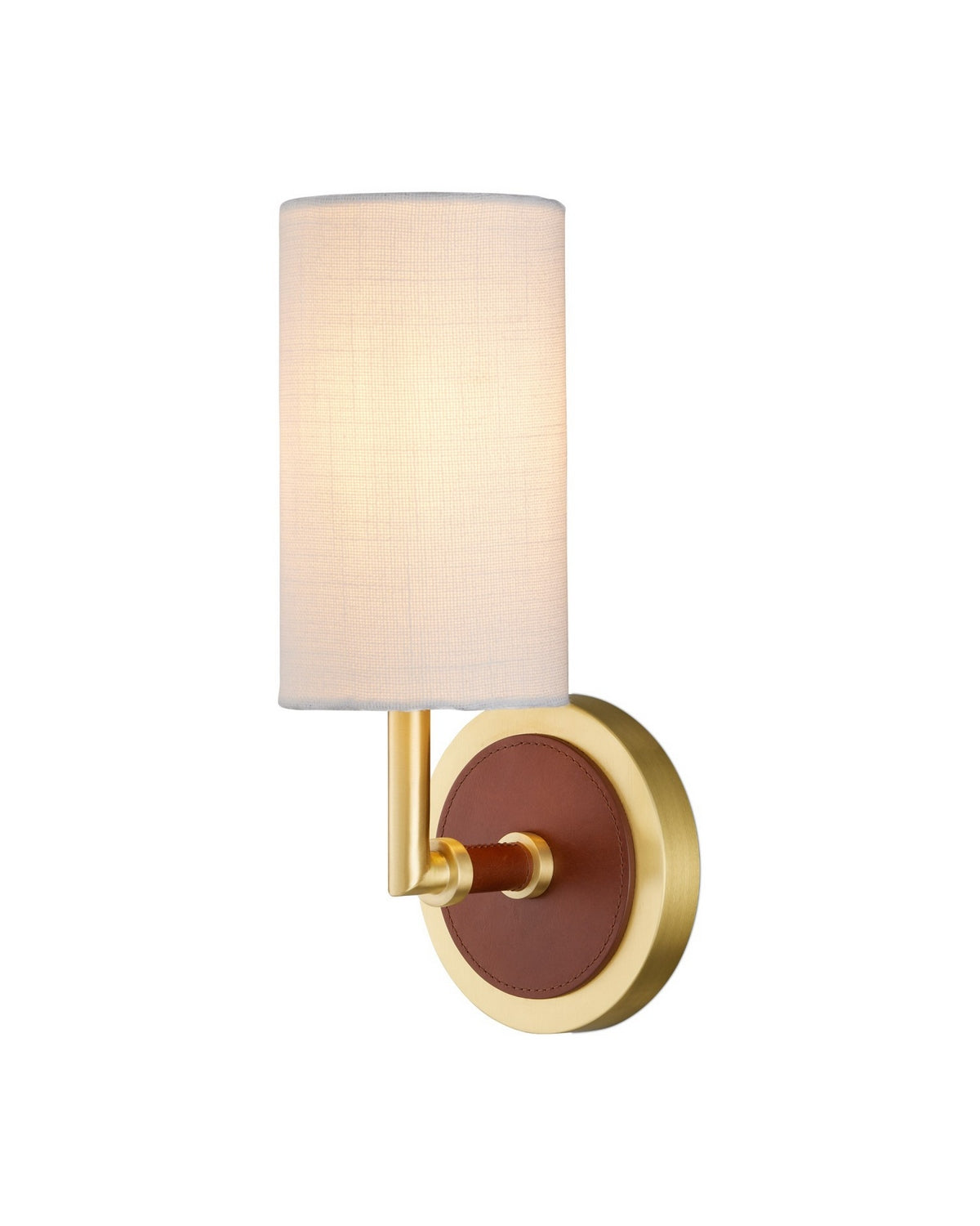 Currey and Company 5000-0298 Ellerston Wall Sconce in Saddle Brown/Brushed Brass