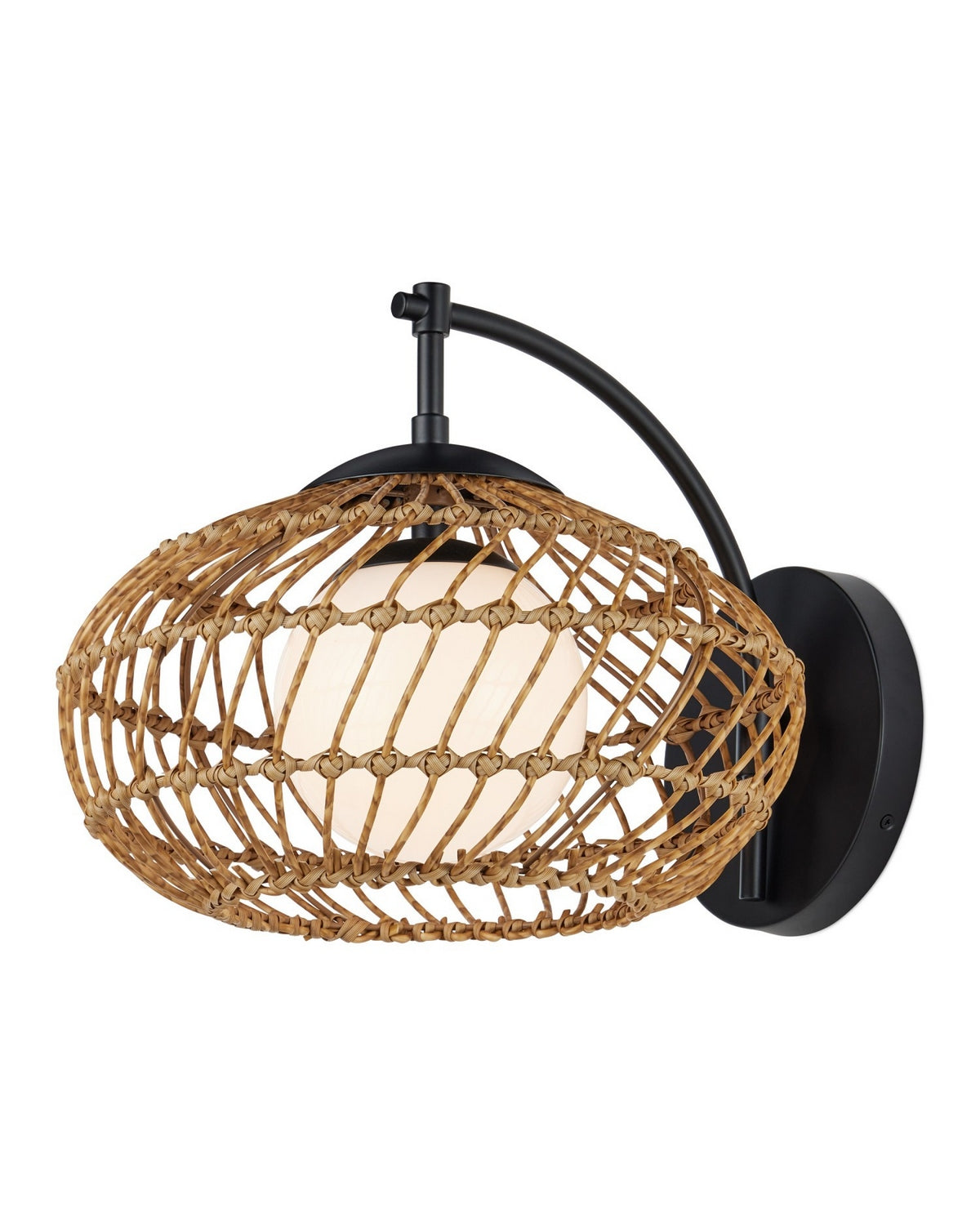 Currey and Company 5500-0060 Carriage Outdoor Wall Sconce in Natural/Black/Frosted White