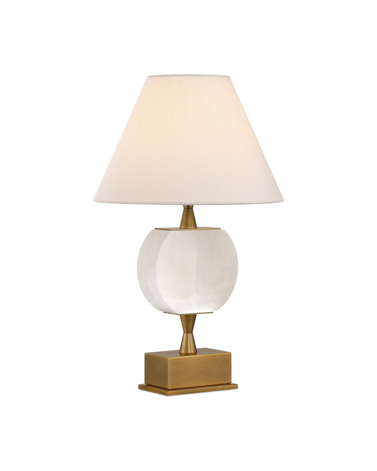 Currey and Company 6700-0022 Meandro Cordless Table Lamp in White/Antique Brass