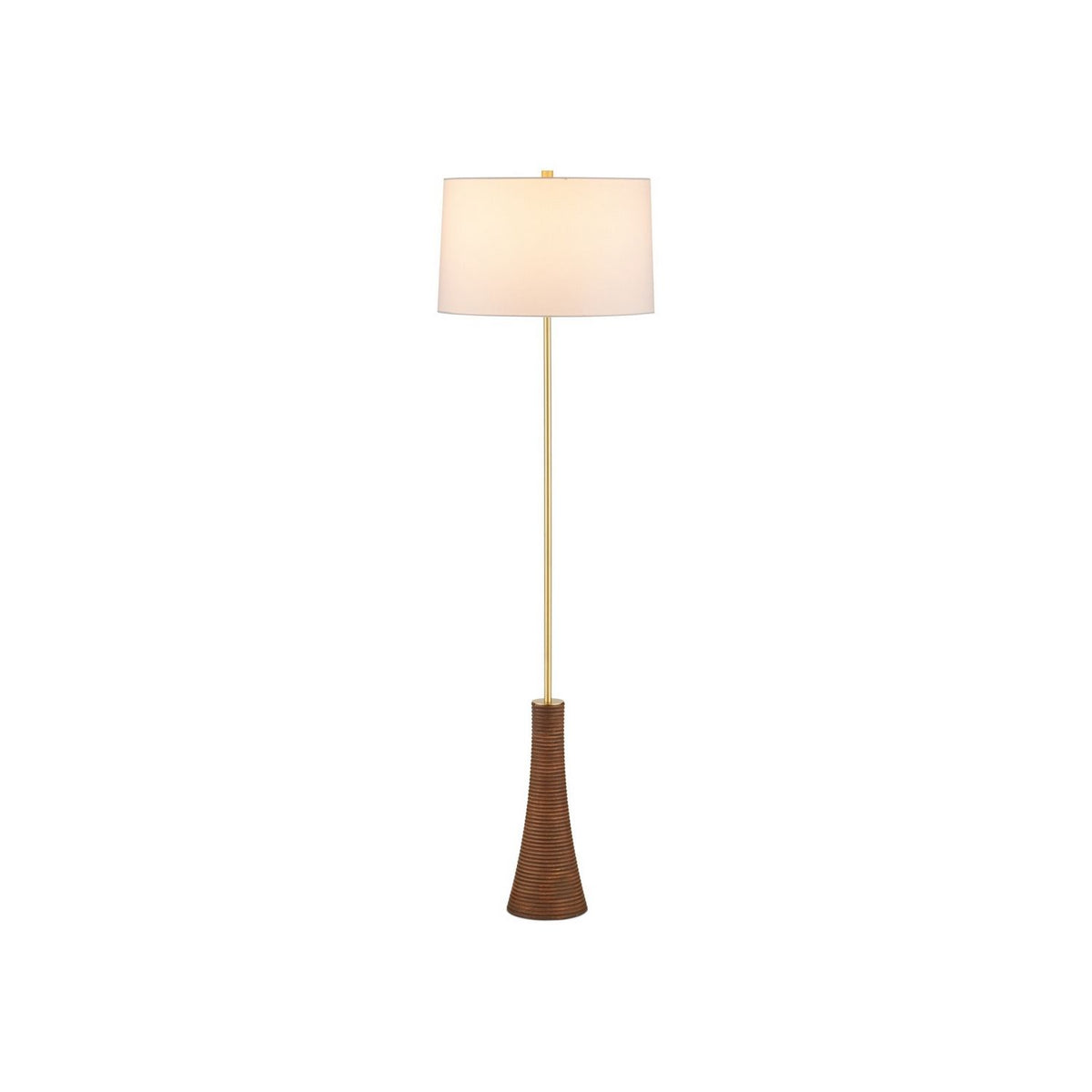 Currey and Company 8000-0175 Lathe Floor Lamp in Natural/Brushed Brass