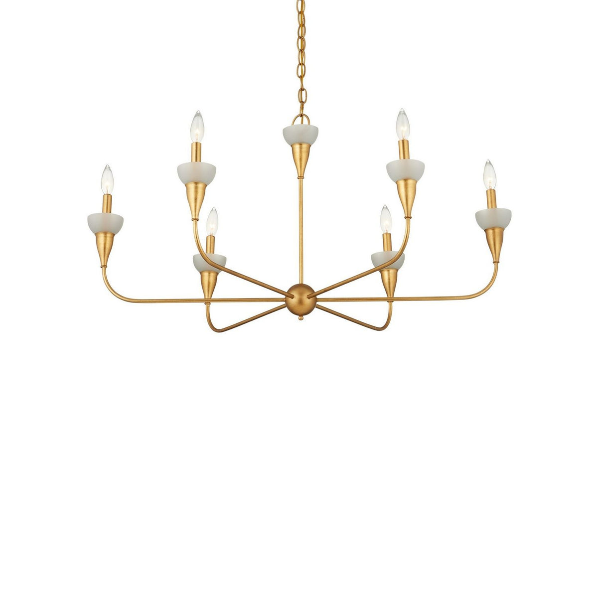 Currey and Company 9000-1328 Aurelia Frost Chandelier in Contemporary Gold Leaf/Contemporary Gold/Frosted