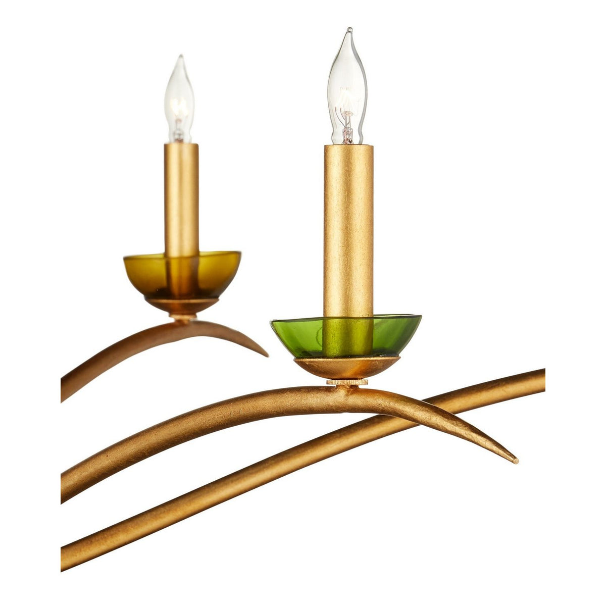 Currey and Company 9000-1338 Flannery Chandelier in Contemporary Gold Leaf/Contemporary Gold/Green