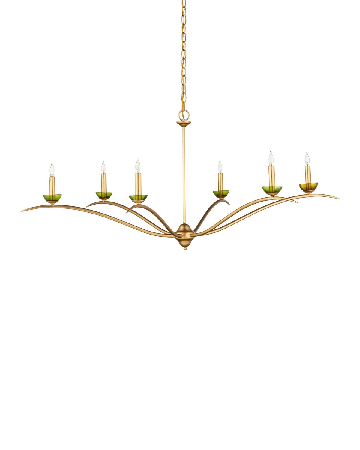 Currey and Company 9000-1338 Flannery Chandelier in Contemporary Gold Leaf/Contemporary Gold/Green