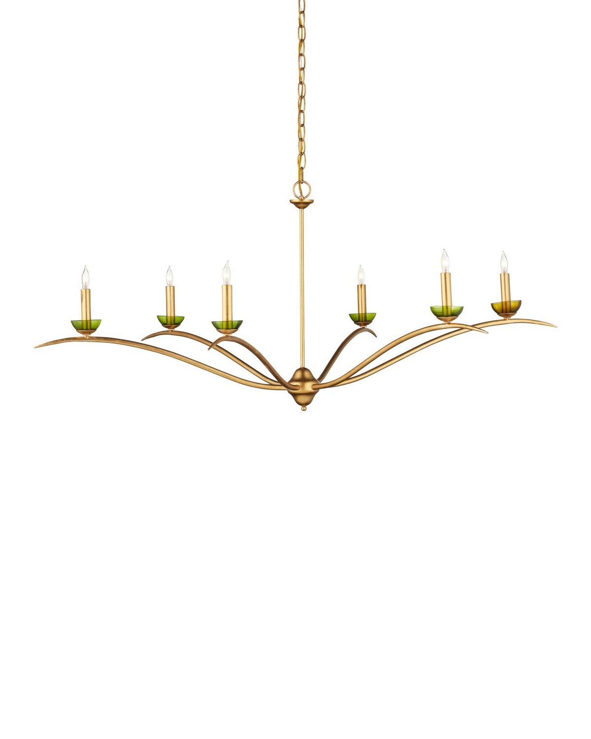 Currey and Company 9000-1338 Flannery Chandelier in Contemporary Gold Leaf/Contemporary Gold/Green