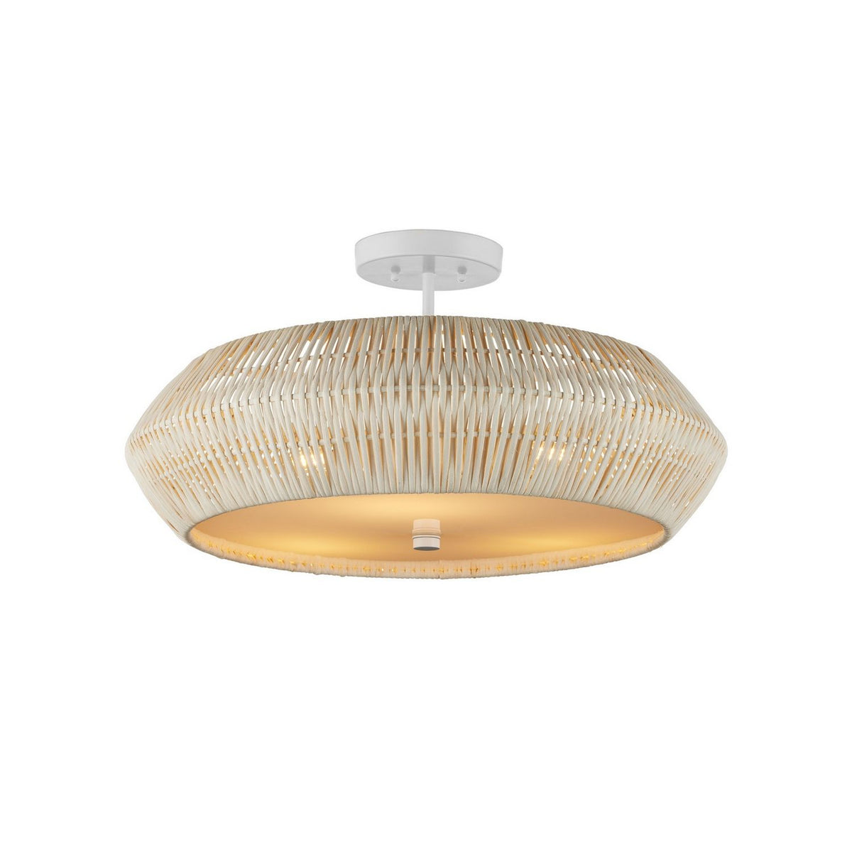 Currey and Company 9000-1346 Antibes Semi-Flush Mount in Bleached Natural/Snow White/White