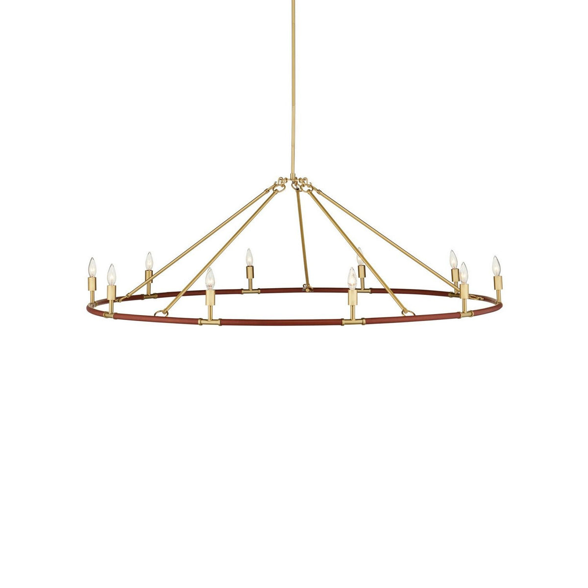 Currey and Company 9000-1350 Ellerston Chandelier in Saddle Brown/Brushed Brass