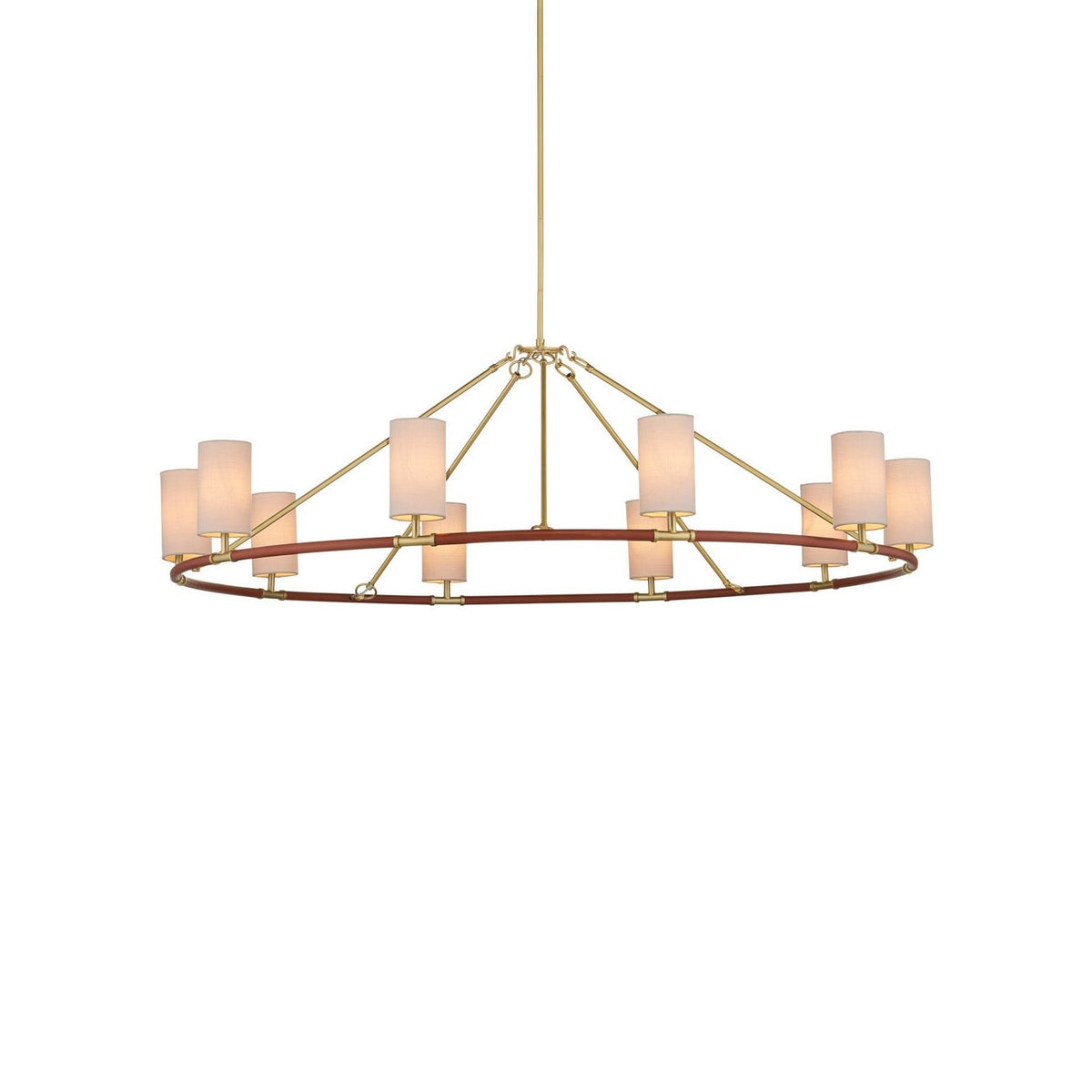 Currey and Company 9000-1350 Ellerston Chandelier in Saddle Brown/Brushed Brass