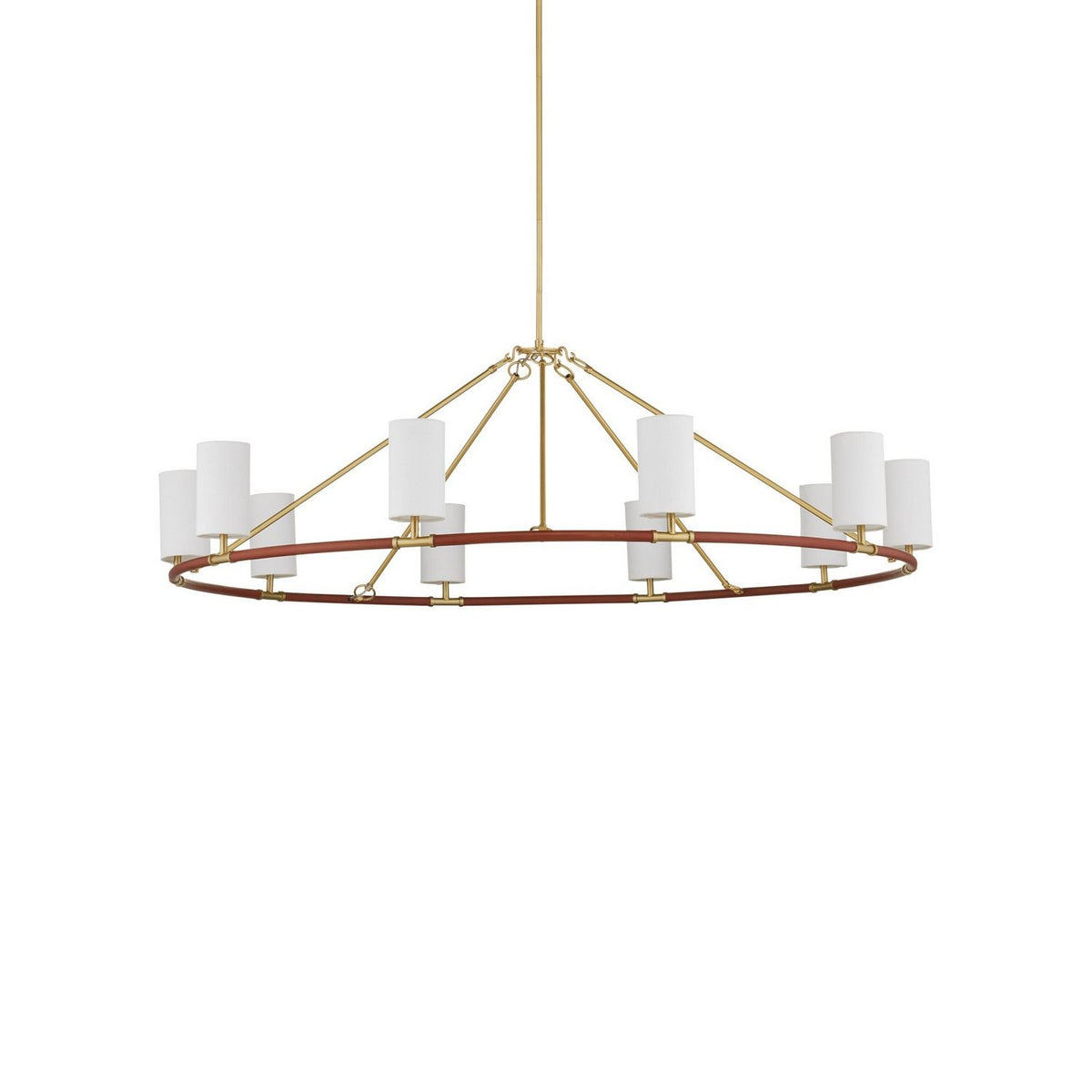 Currey and Company 9000-1350 Ellerston Chandelier in Saddle Brown/Brushed Brass