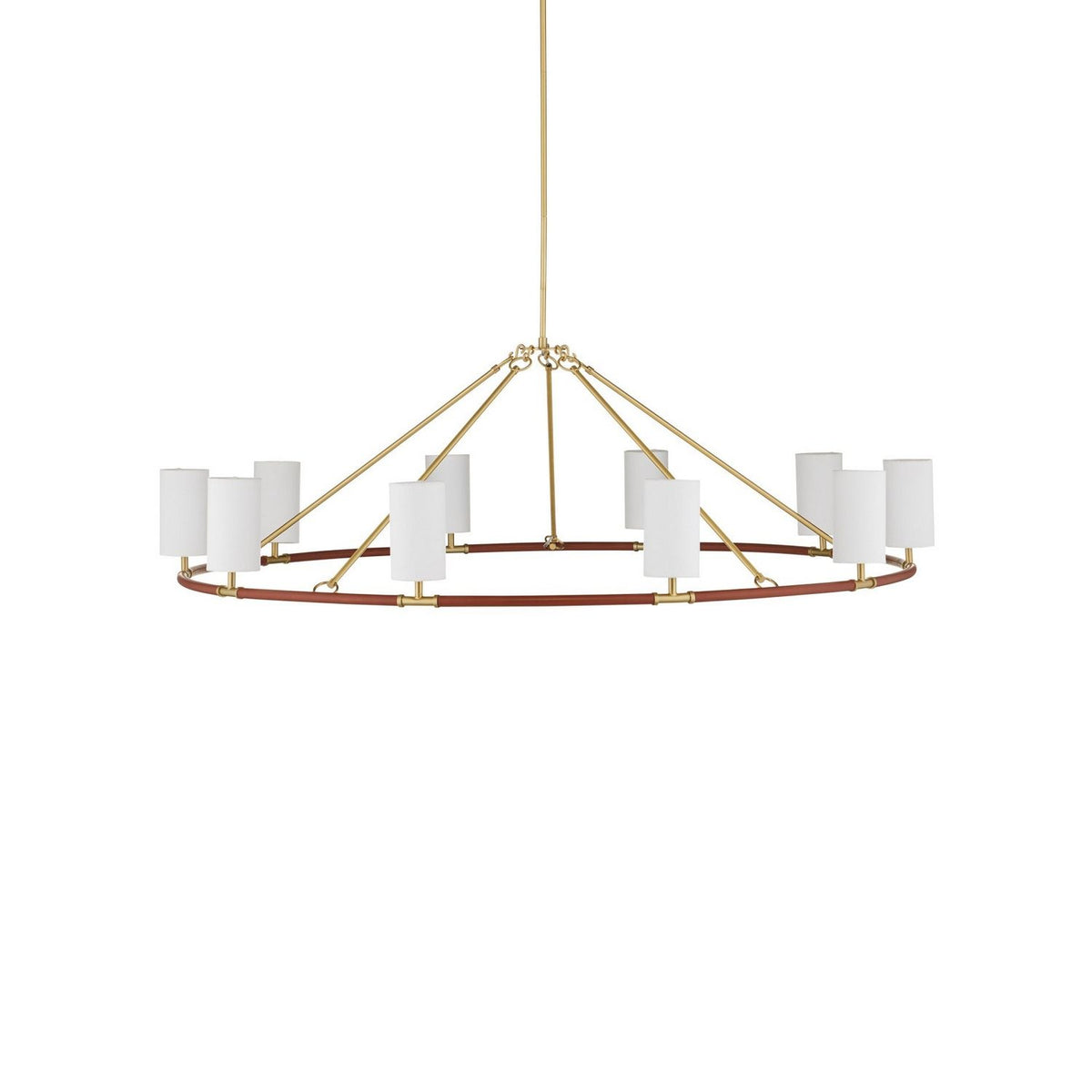 Currey and Company 9000-1350 Ellerston Chandelier in Saddle Brown/Brushed Brass