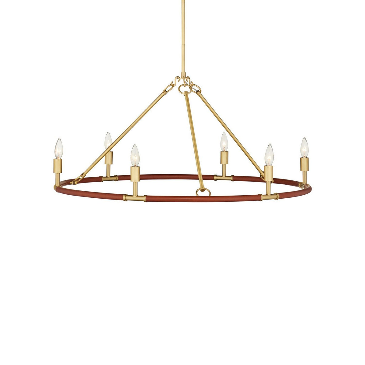 Currey and Company 9000-1351 Ellerston Chandelier in Saddle Brown/Brushed Brass