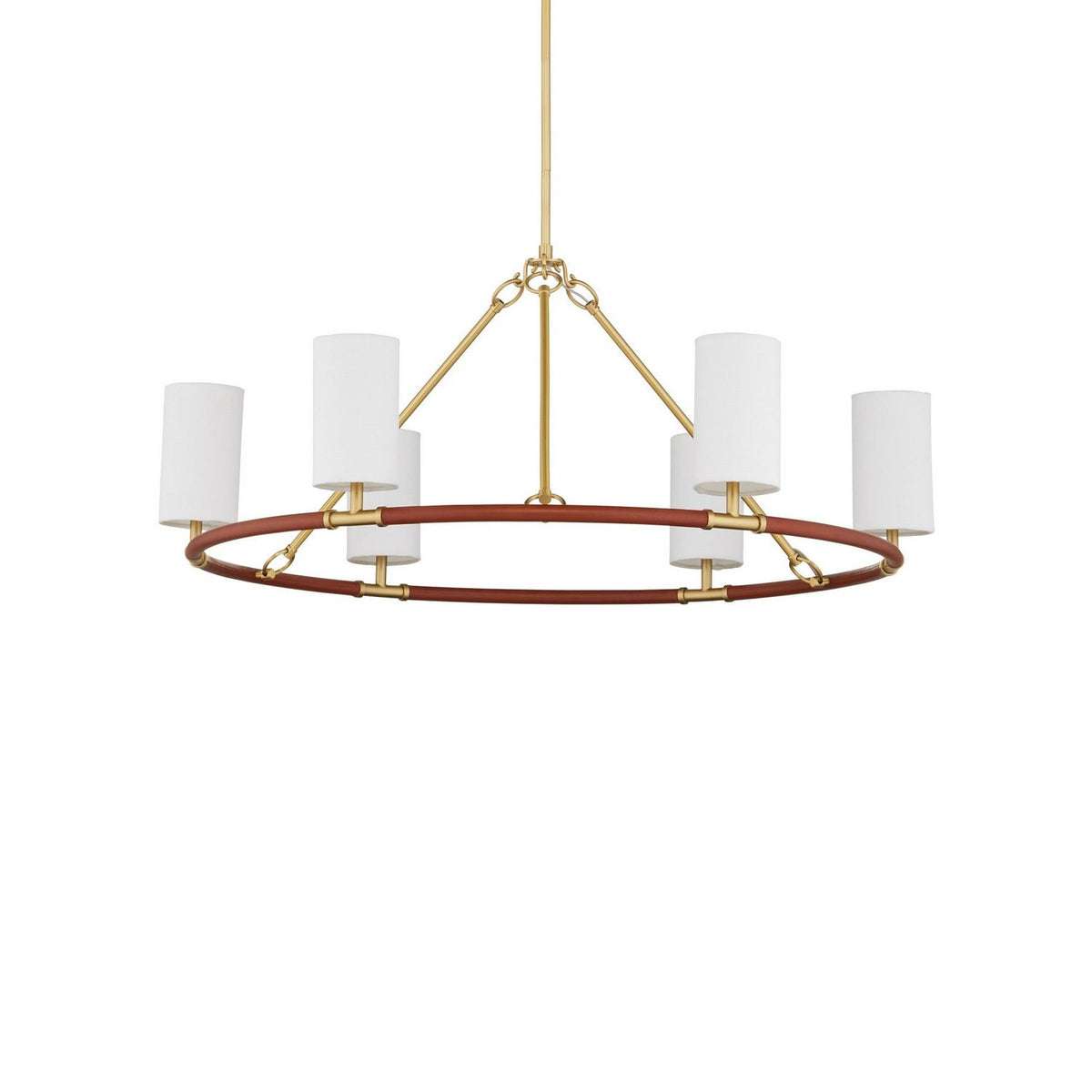 Currey and Company 9000-1351 Ellerston Chandelier in Saddle Brown/Brushed Brass