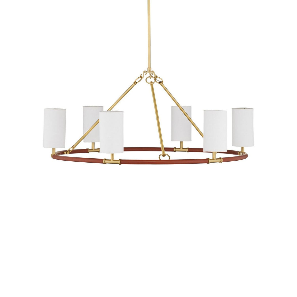 Currey and Company 9000-1351 Ellerston Chandelier in Saddle Brown/Brushed Brass