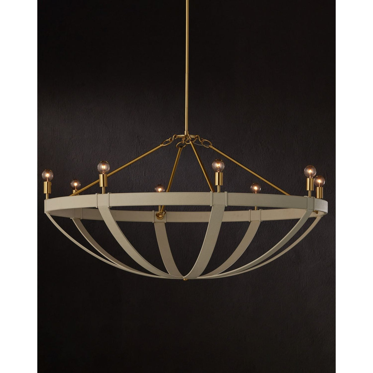 Currey and Company 9000-1352 Barrington Chandelier in Cream/Brushed Brass