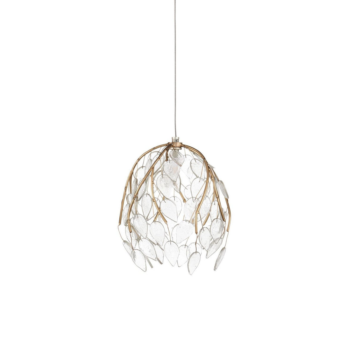 Currey and Company 9000-1389 Banyan Pendant in Antique Brass/Clear/Silver